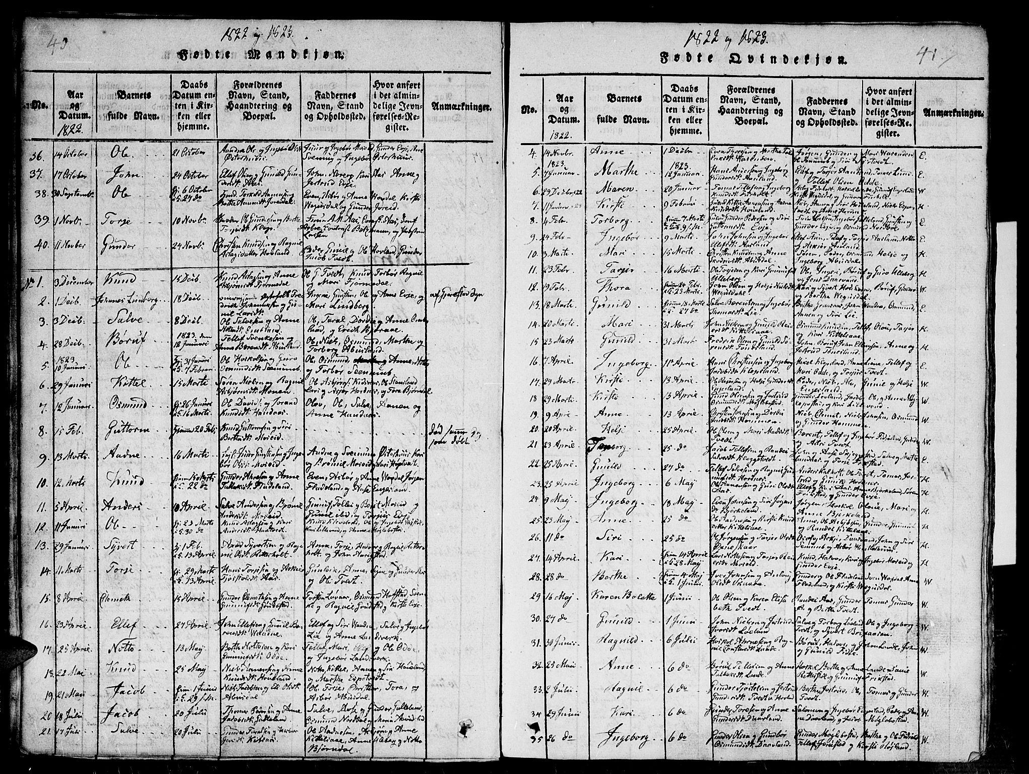 Evje sokneprestkontor, AV/SAK-1111-0008/F/Fb/Fba/L0001: Parish register (copy) no. B 1, 1816-1842, p. 40-41