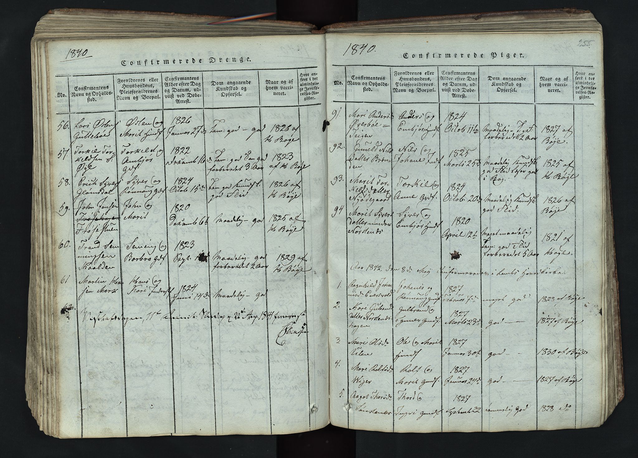 Lom prestekontor, SAH/PREST-070/L/L0002: Parish register (copy) no. 2, 1815-1844, p. 255