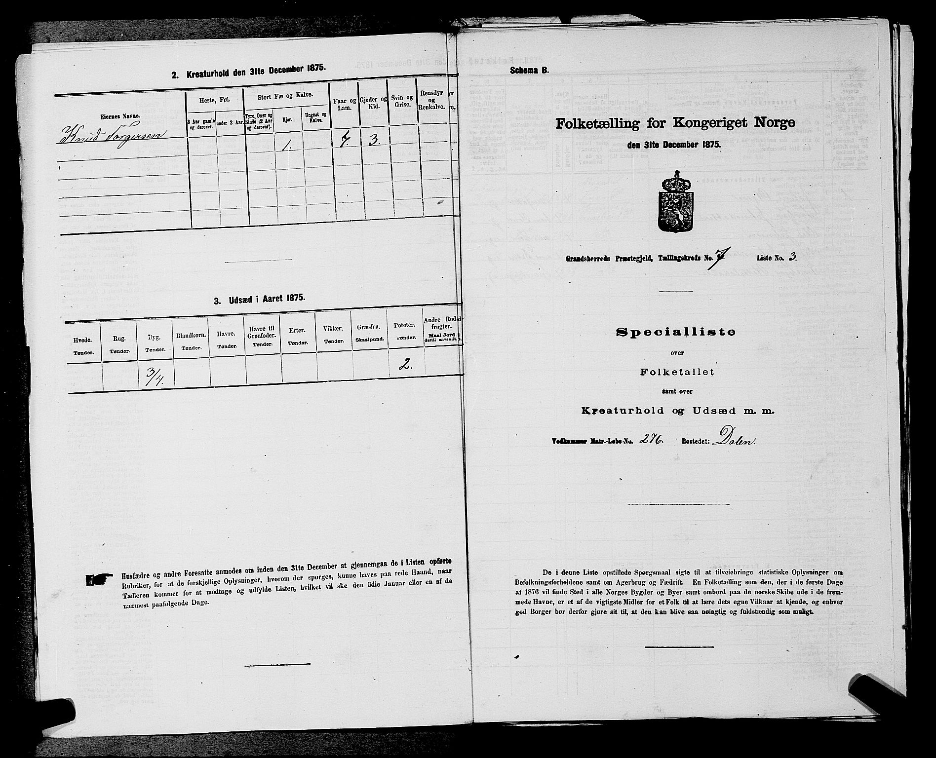 SAKO, 1875 census for 0824P Gransherad, 1875, p. 809