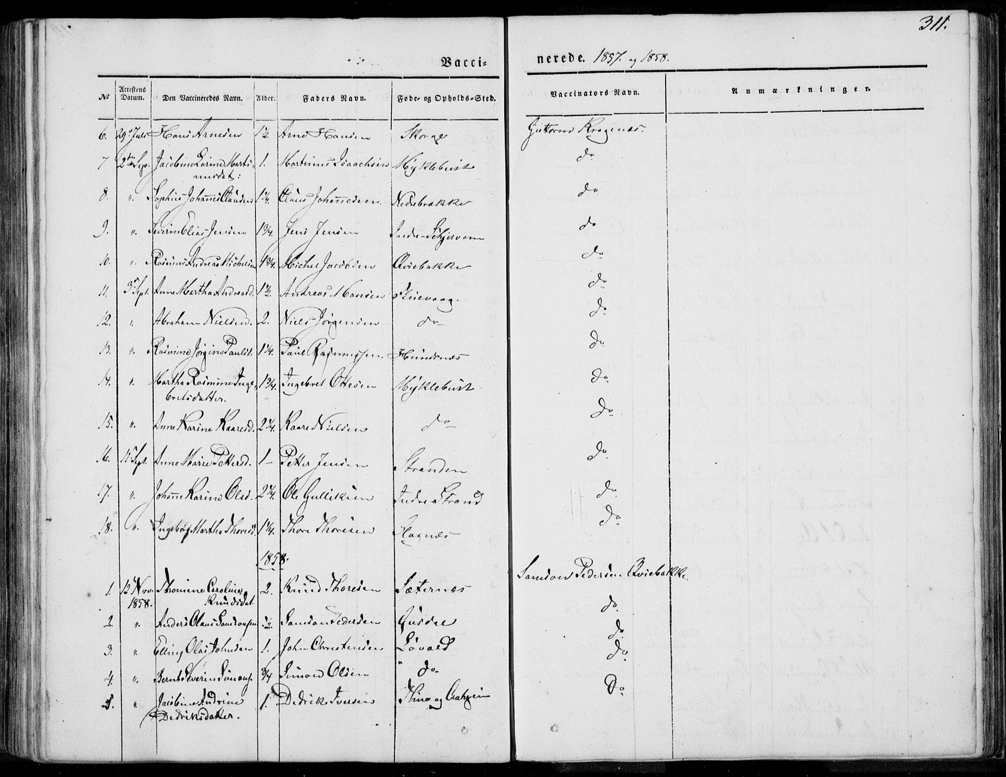 Ministerialprotokoller, klokkerbøker og fødselsregistre - Møre og Romsdal, AV/SAT-A-1454/501/L0006: Parish register (official) no. 501A06, 1844-1868, p. 311