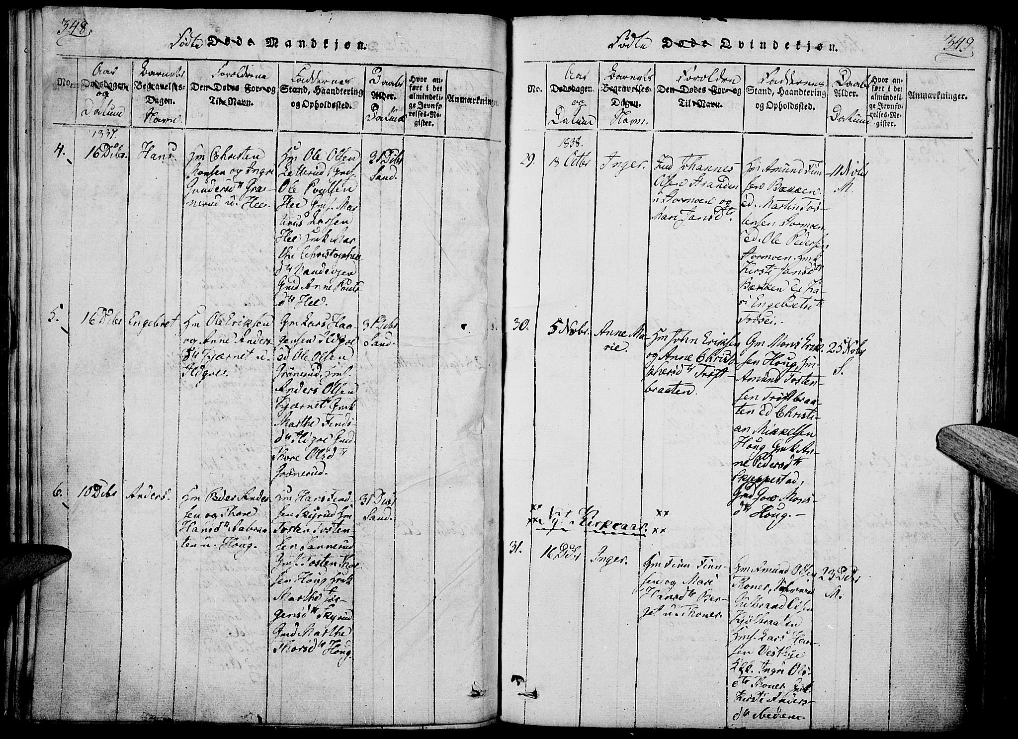 Nord-Odal prestekontor, AV/SAH-PREST-032/H/Ha/Haa/L0001: Parish register (official) no. 1, 1819-1838, p. 348-349