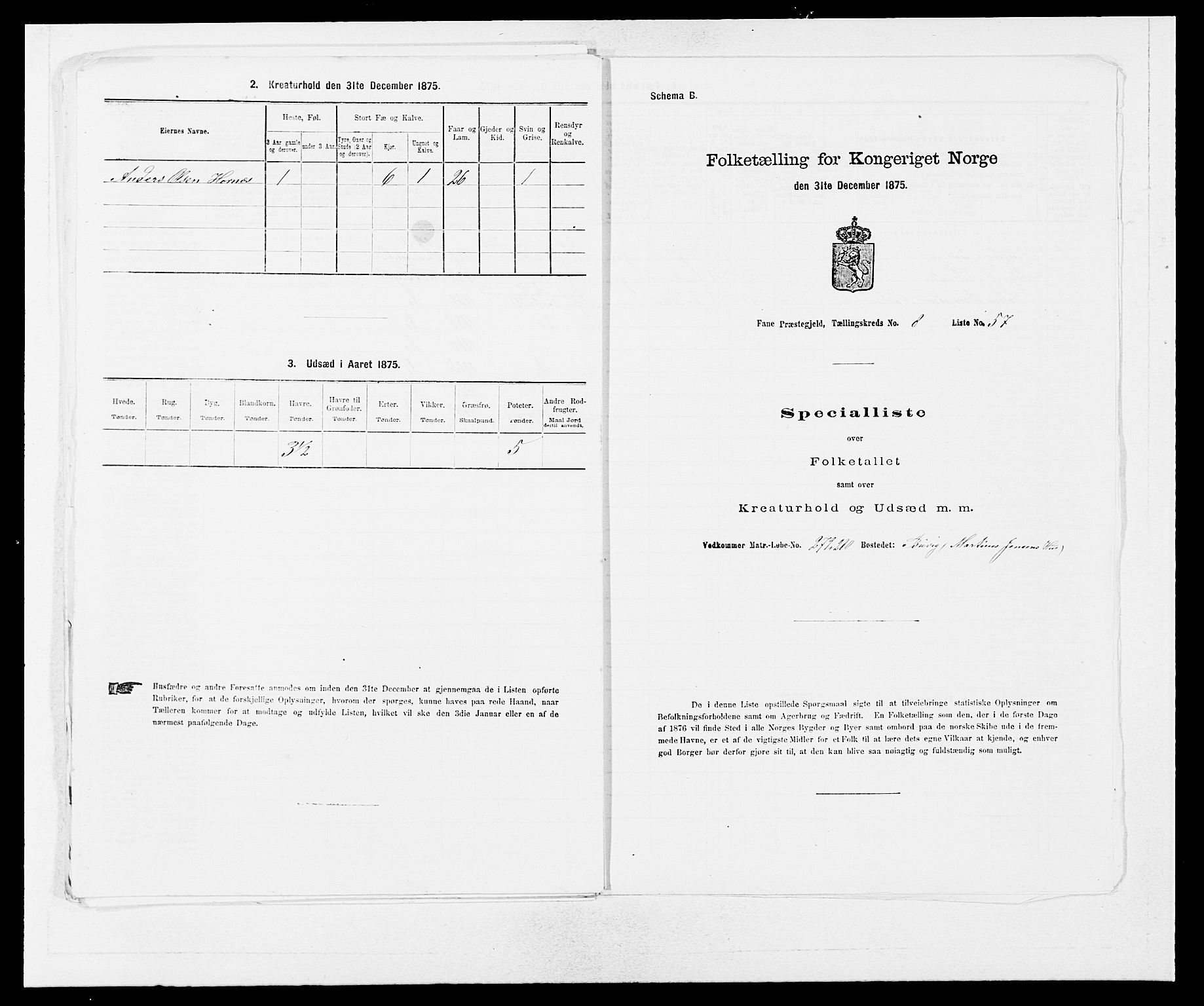 SAB, 1875 census for 1249P Fana, 1875, p. 892