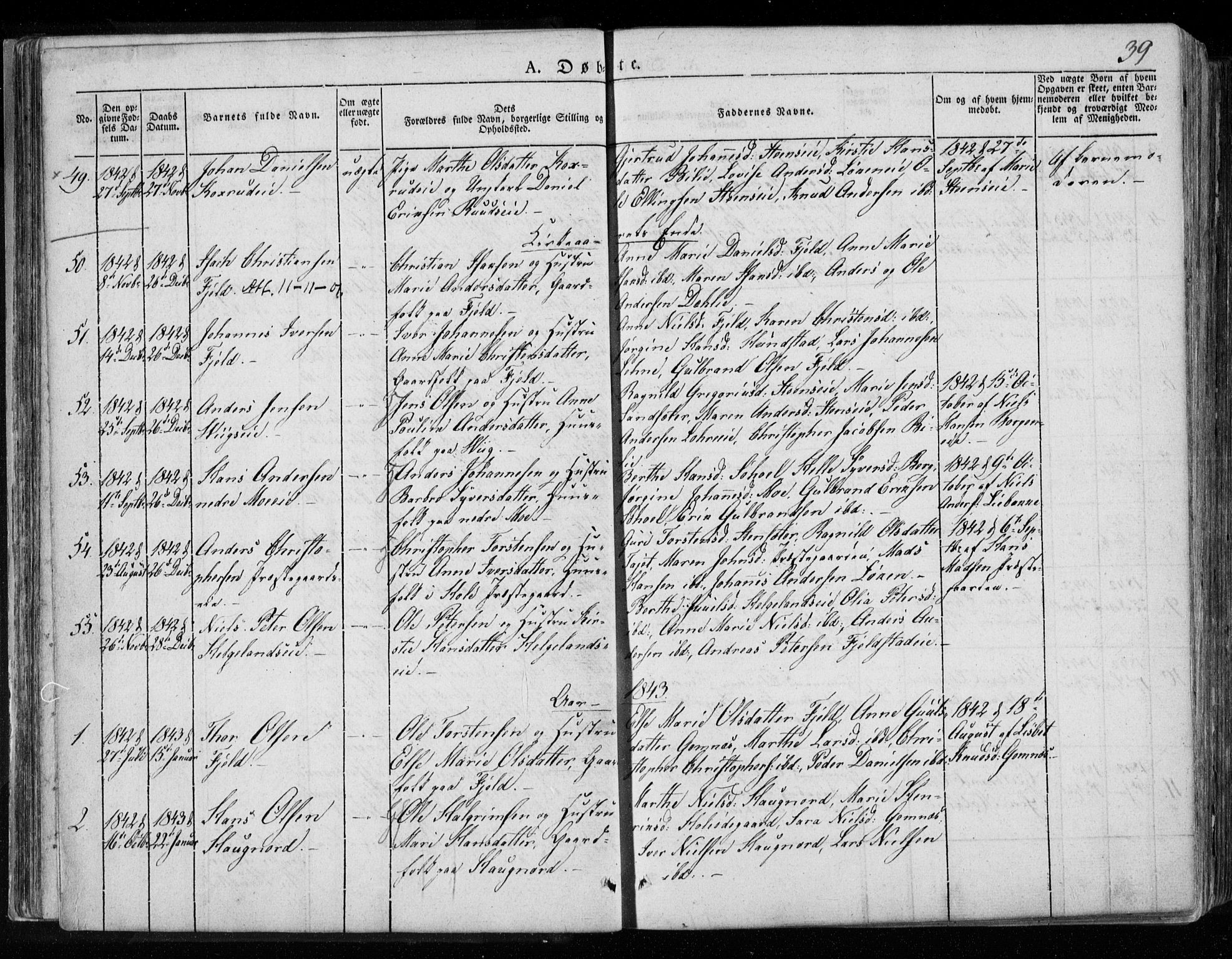Hole kirkebøker, SAKO/A-228/F/Fa/L0005: Parish register (official) no. I 5, 1833-1851, p. 39