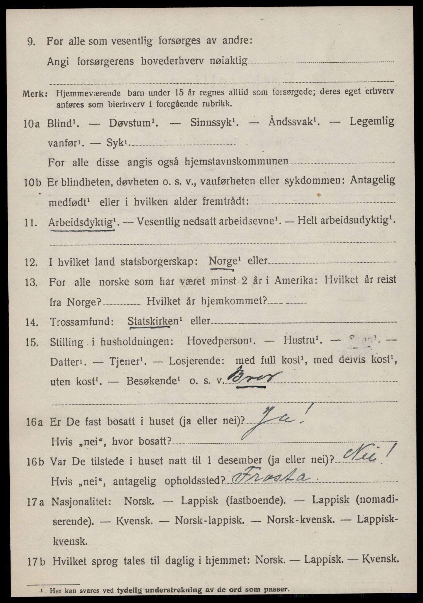 SAT, 1920 census for Hemne, 1920, p. 5017