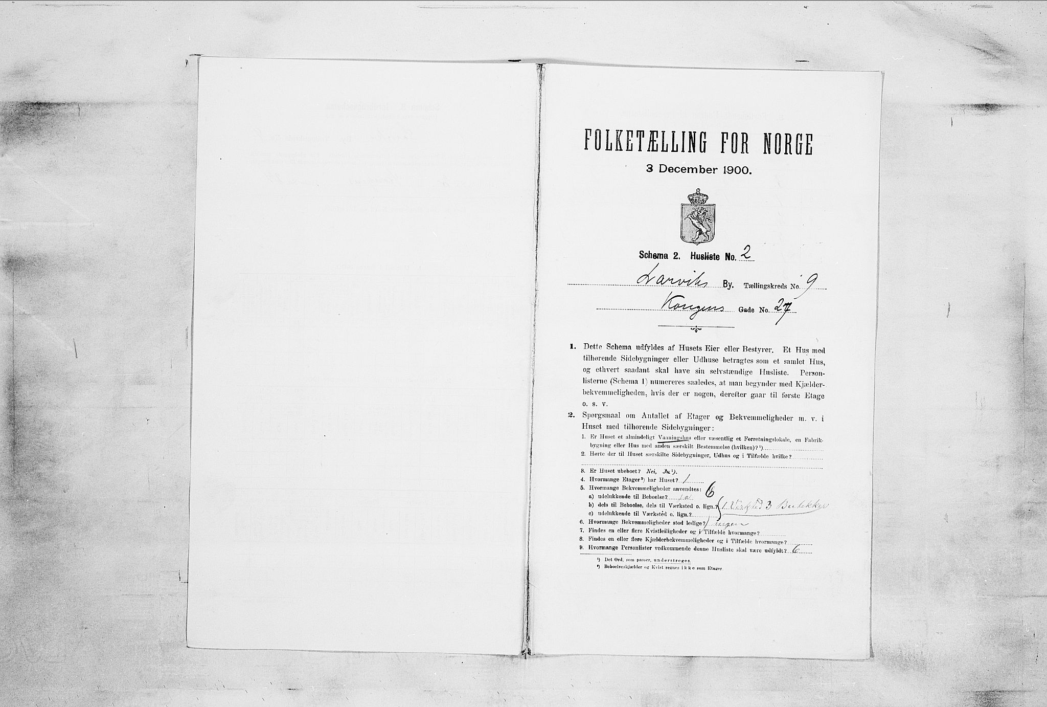 RA, 1900 census for Larvik, 1900, p. 765