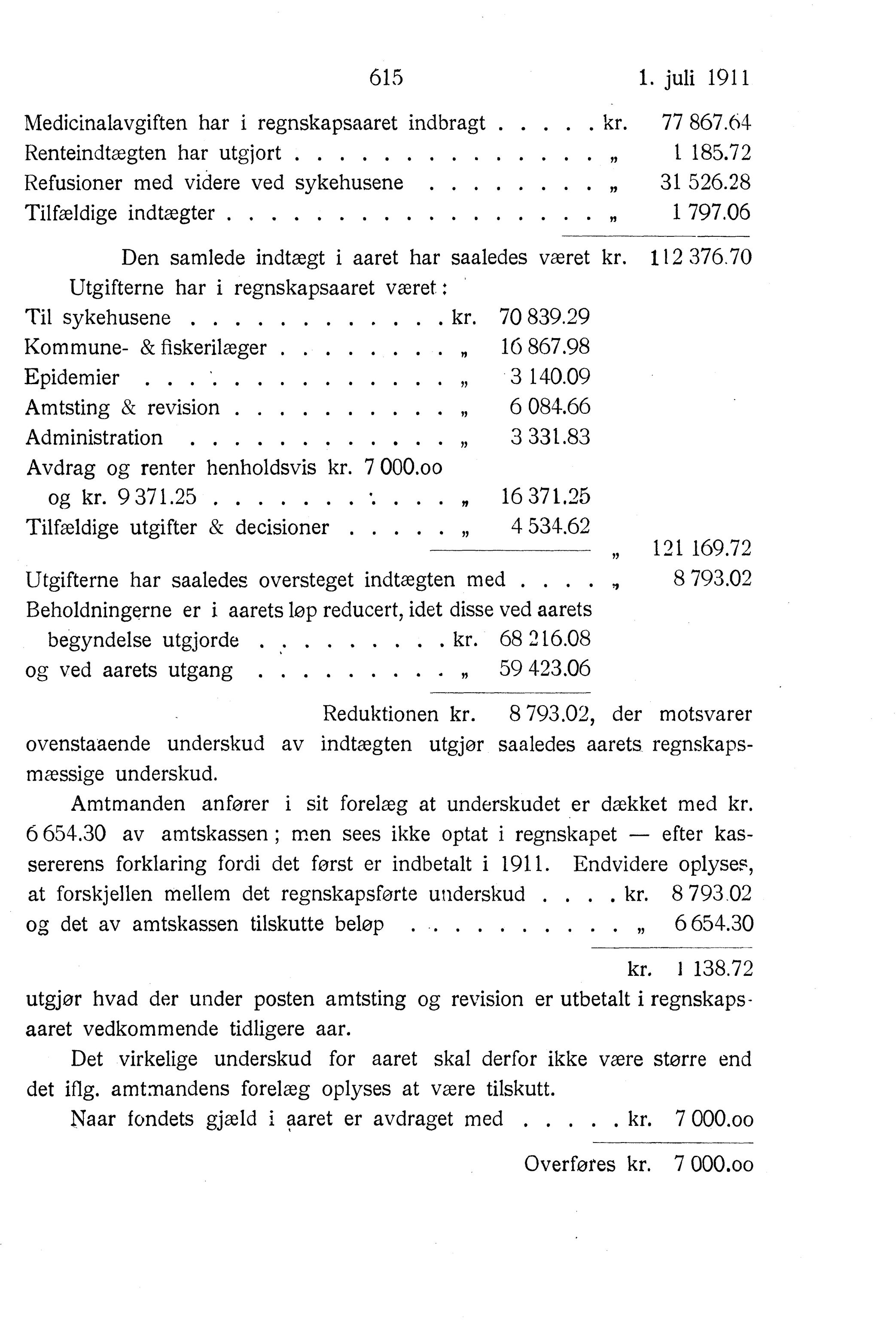 Nordland Fylkeskommune. Fylkestinget, AIN/NFK-17/176/A/Ac/L0034: Fylkestingsforhandlinger 1911, 1911