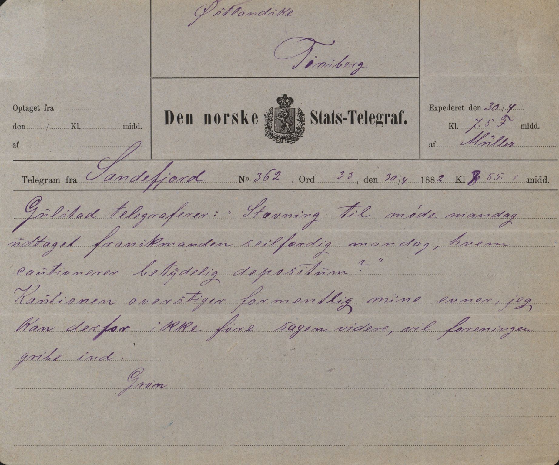 Pa 63 - Østlandske skibsassuranceforening, VEMU/A-1079/G/Ga/L0014/0011: Havaridokumenter / Agra, Anna, Jorsalfarer, Alfen, Uller, Solon, 1882, p. 99