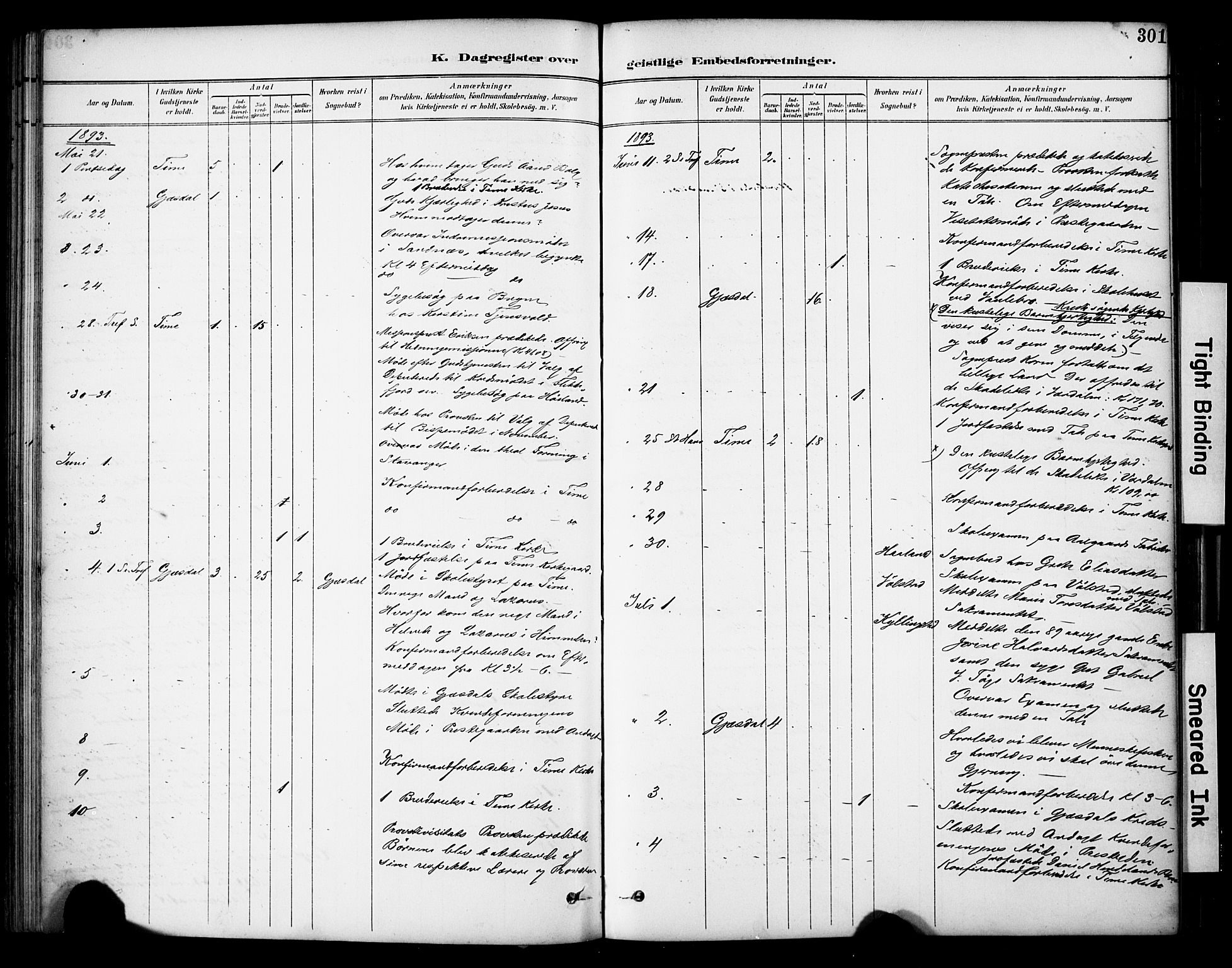 Lye sokneprestkontor, AV/SAST-A-101794/001/30BA/L0011: Parish register (official) no. A 9, 1893-1903, p. 301