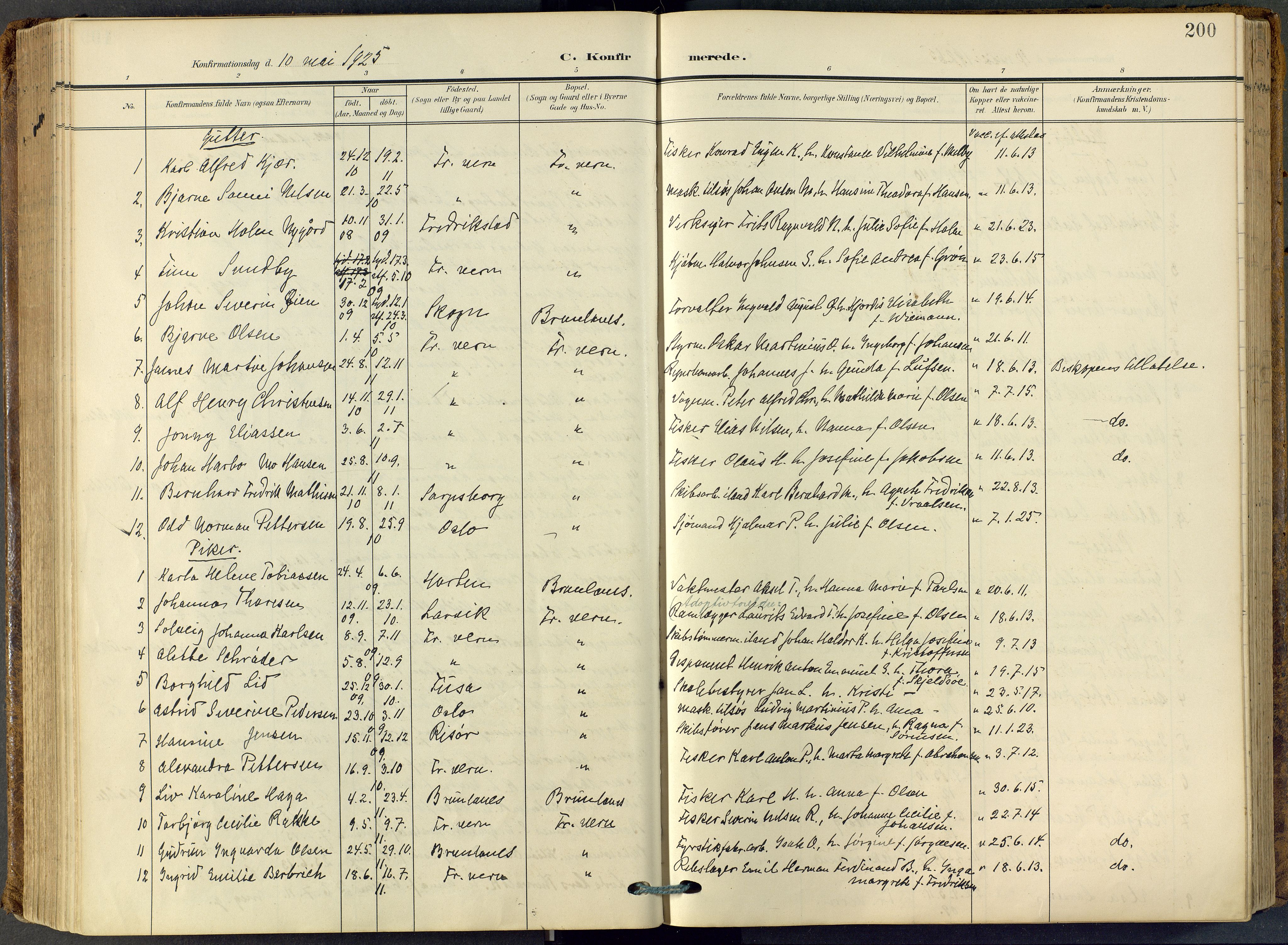 Stavern kirkebøker, SAKO/A-318/F/Fa/L0009: Parish register (official) no. 9, 1906-1955, p. 200