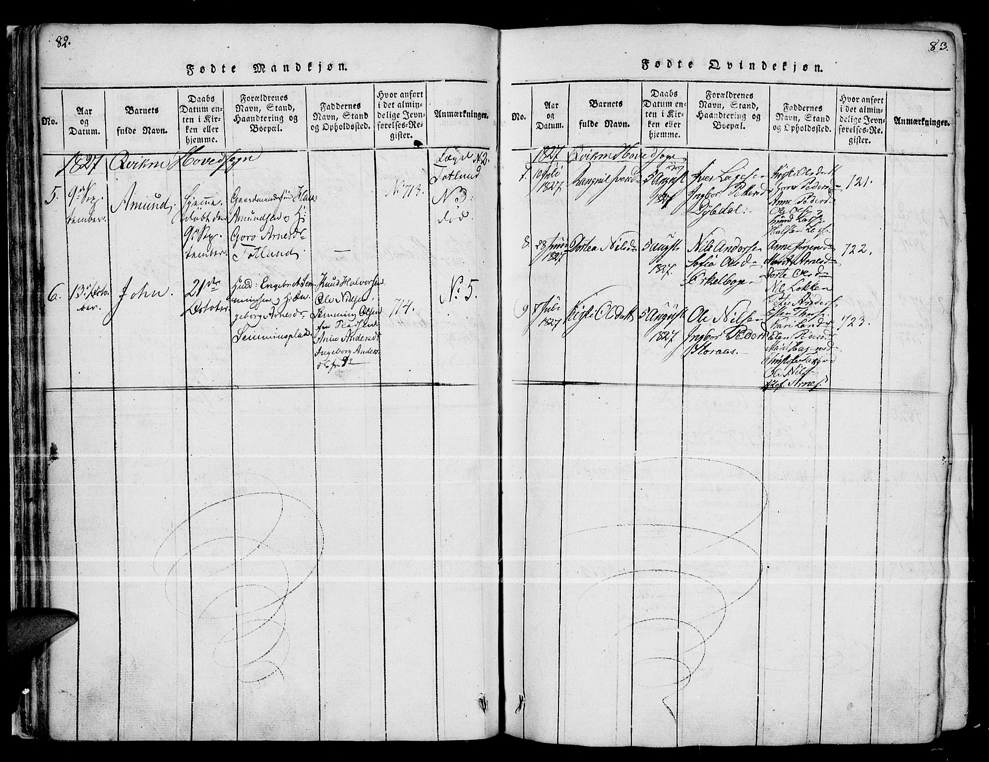 Kvikne prestekontor, AV/SAH-PREST-064/H/Ha/Haa/L0004: Parish register (official) no. 4, 1815-1840, p. 82-83