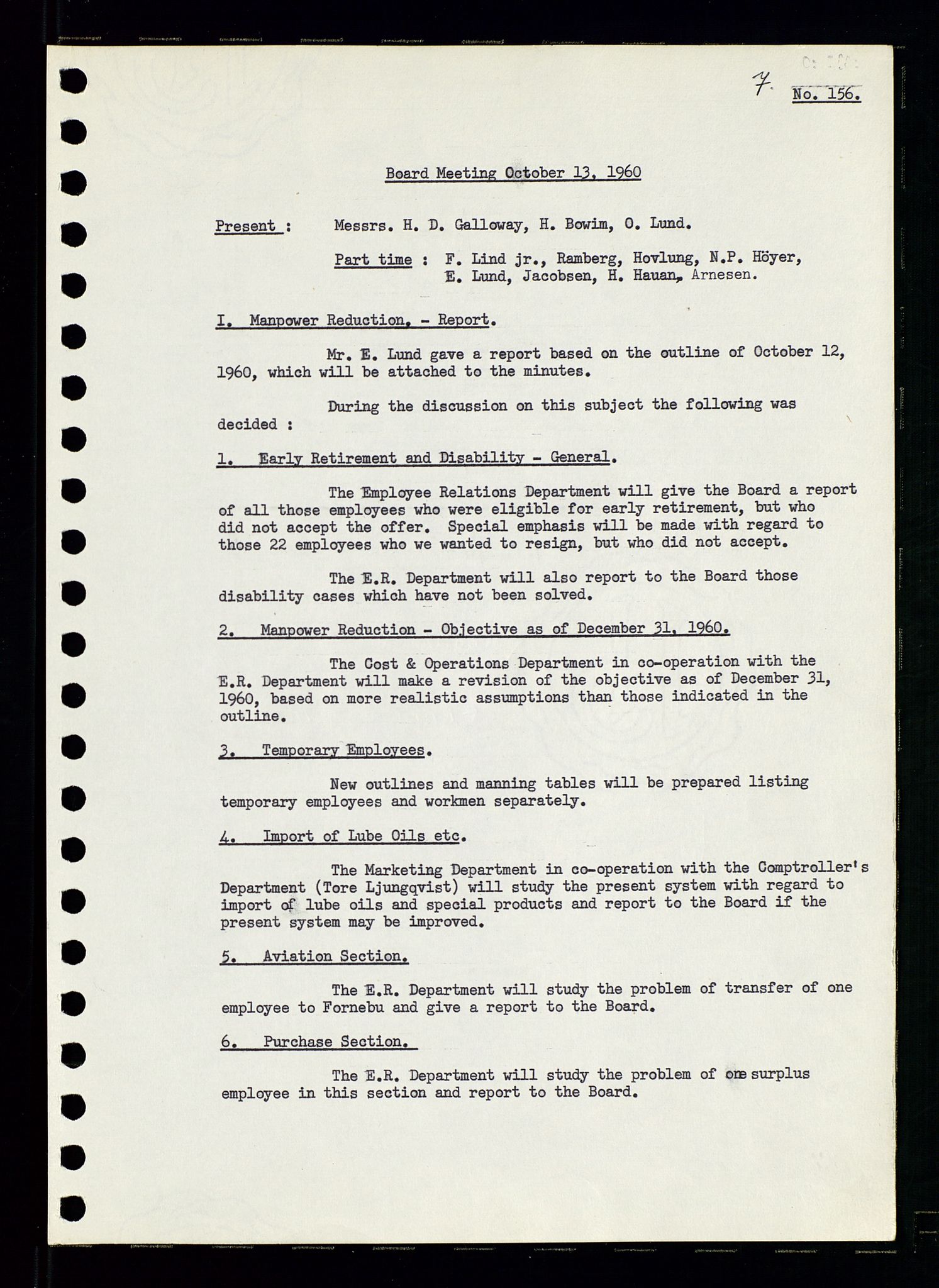 Pa 0982 - Esso Norge A/S, AV/SAST-A-100448/A/Aa/L0001/0002: Den administrerende direksjon Board minutes (styrereferater) / Den administrerende direksjon Board minutes (styrereferater), 1960-1961, p. 54