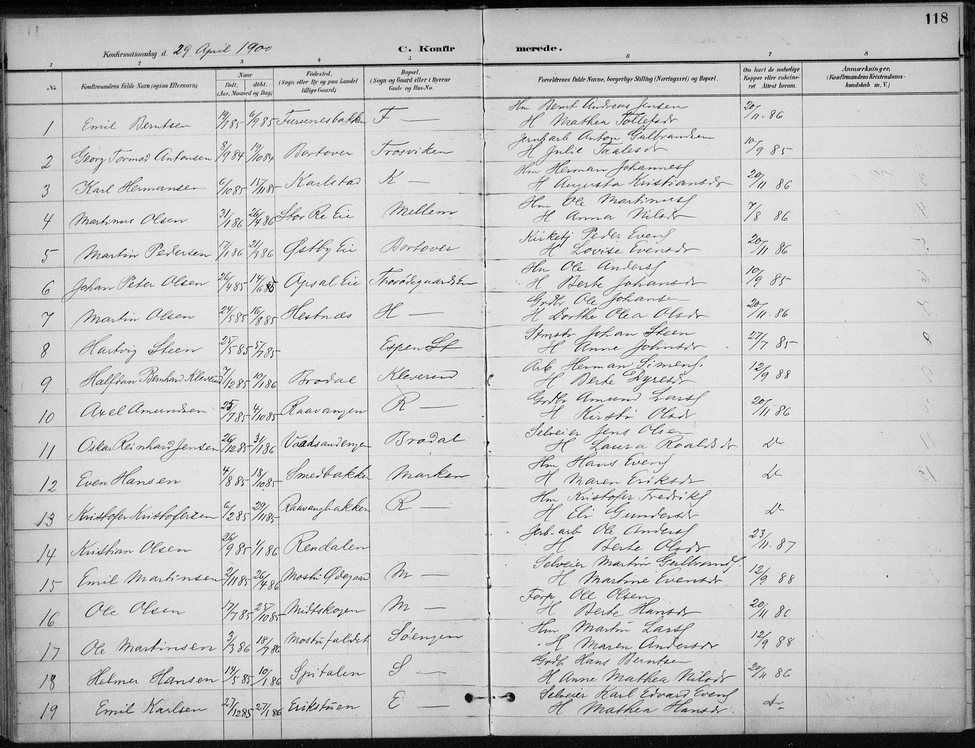 Stange prestekontor, SAH/PREST-002/K/L0023: Parish register (official) no. 23, 1897-1920, p. 118