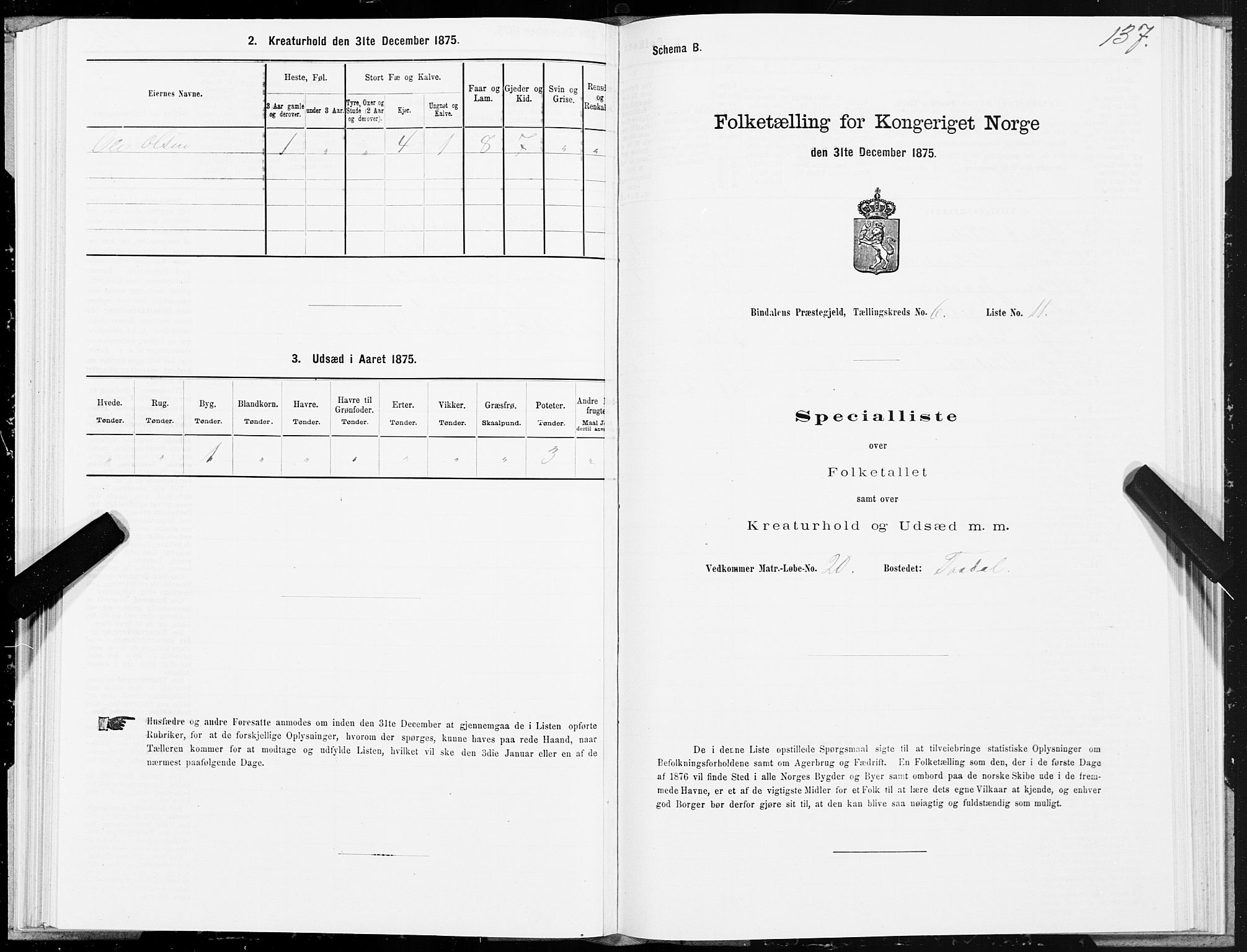 SAT, 1875 census for 1811P Bindal, 1875, p. 2137