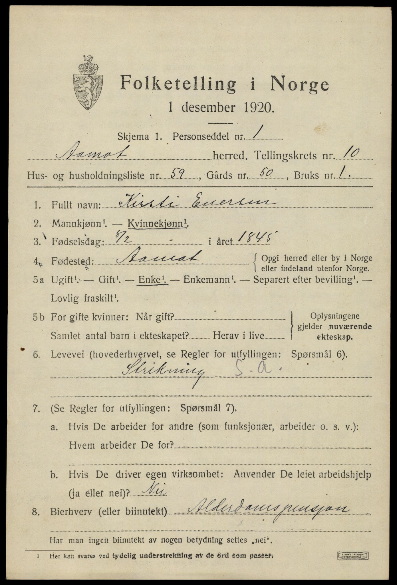 SAH, 1920 census for Åmot, 1920, p. 9387