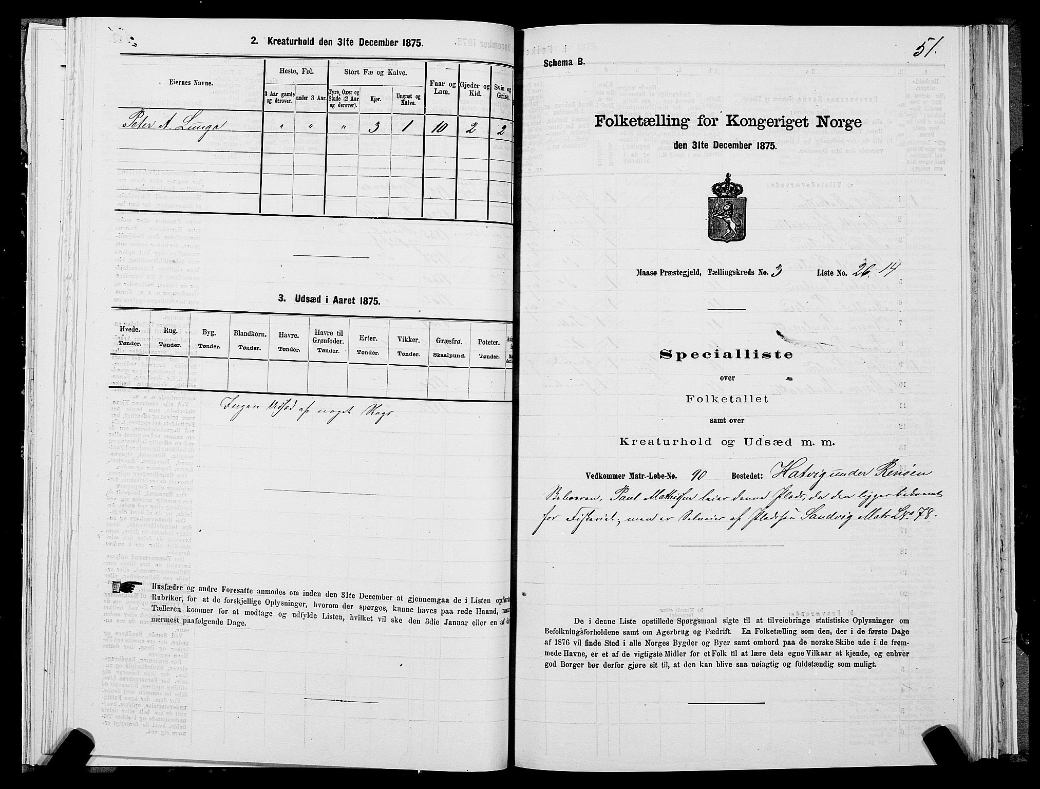 SATØ, 1875 census for 2018P Måsøy, 1875, p. 1051