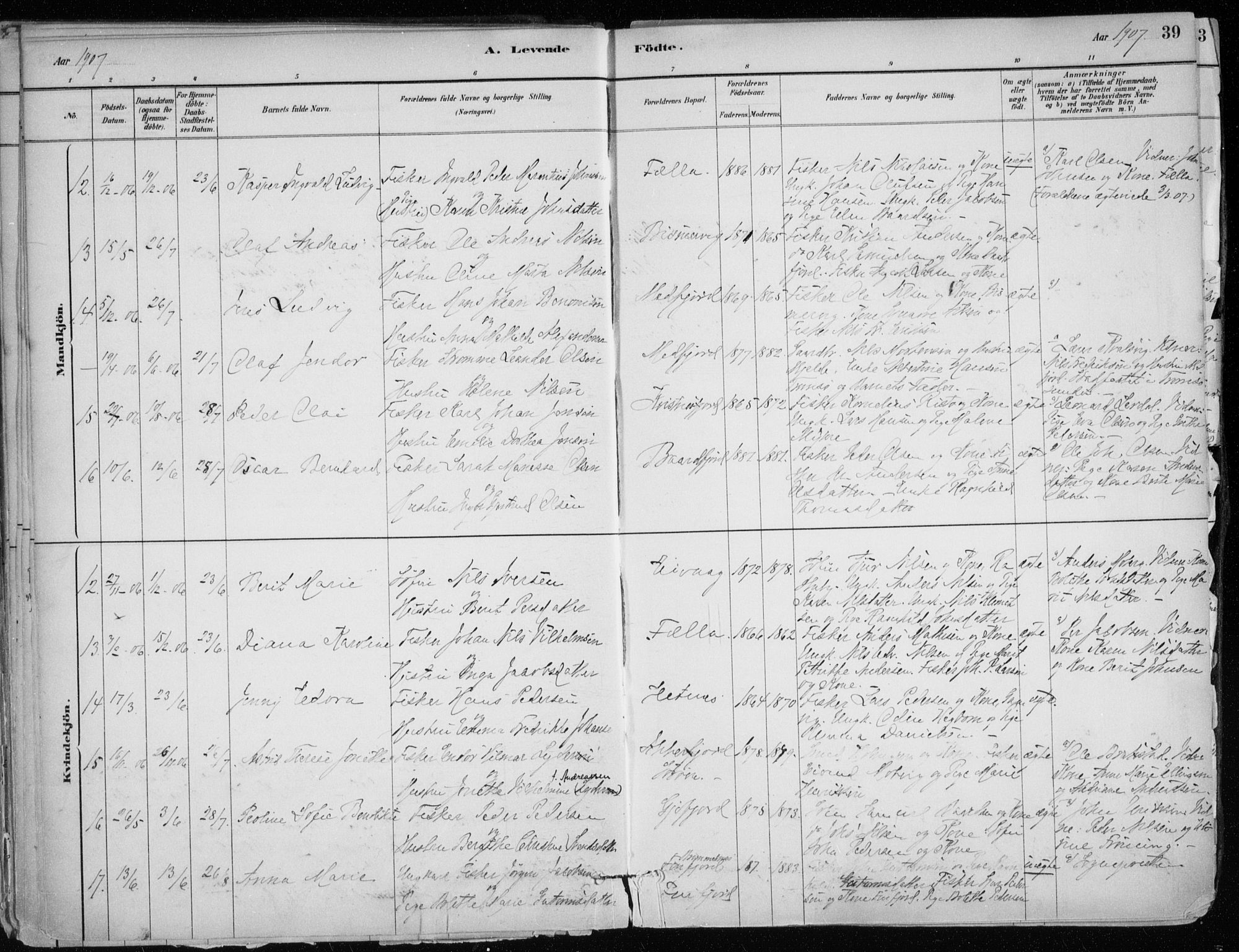 Hammerfest sokneprestkontor, SATØ/S-1347/H/Ha/L0013.kirke: Parish register (official) no. 13, 1898-1917, p. 39