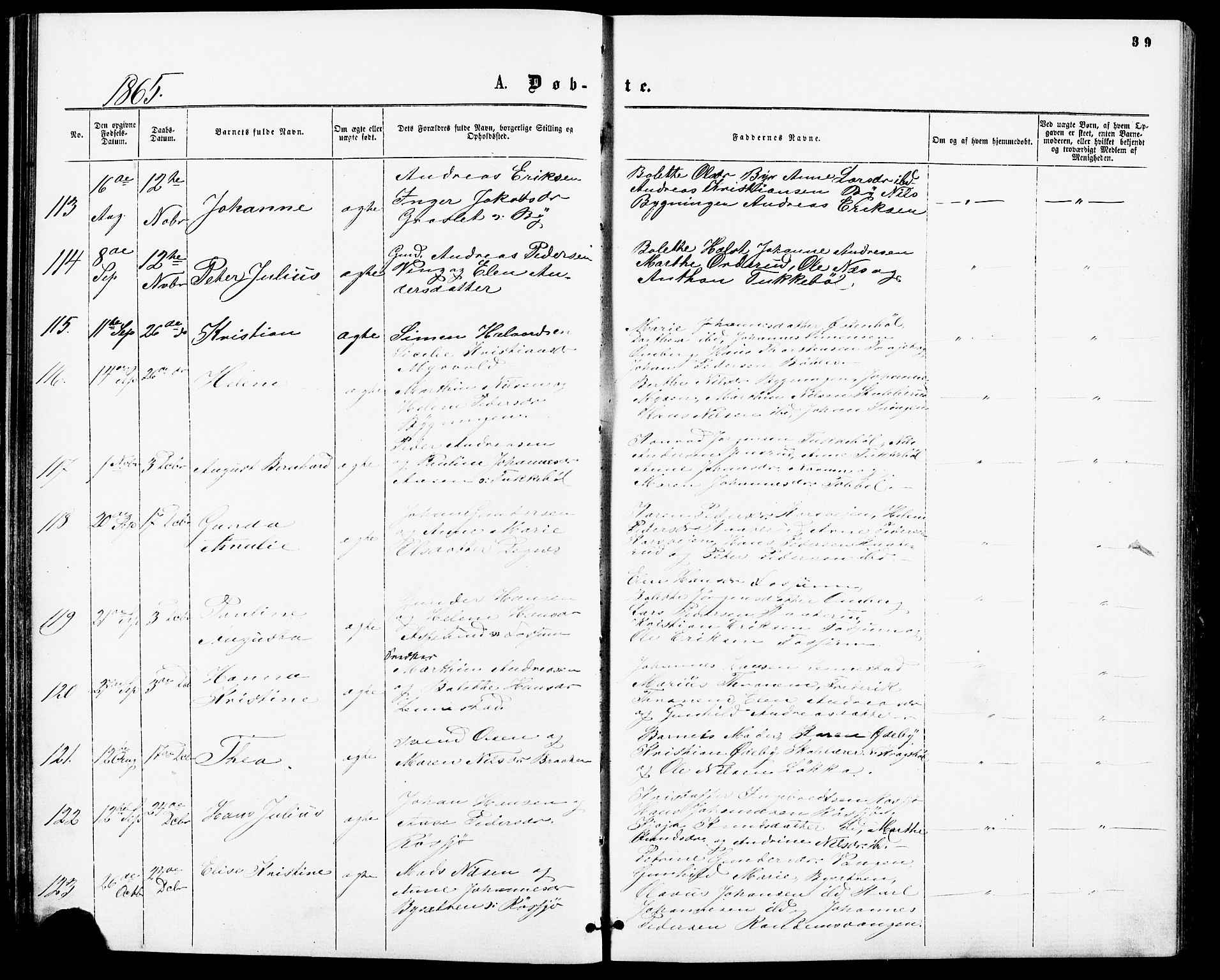 Enebakk prestekontor Kirkebøker, AV/SAO-A-10171c/F/Fa/L0011: Parish register (official) no. I 11, 1862-1882, p. 39