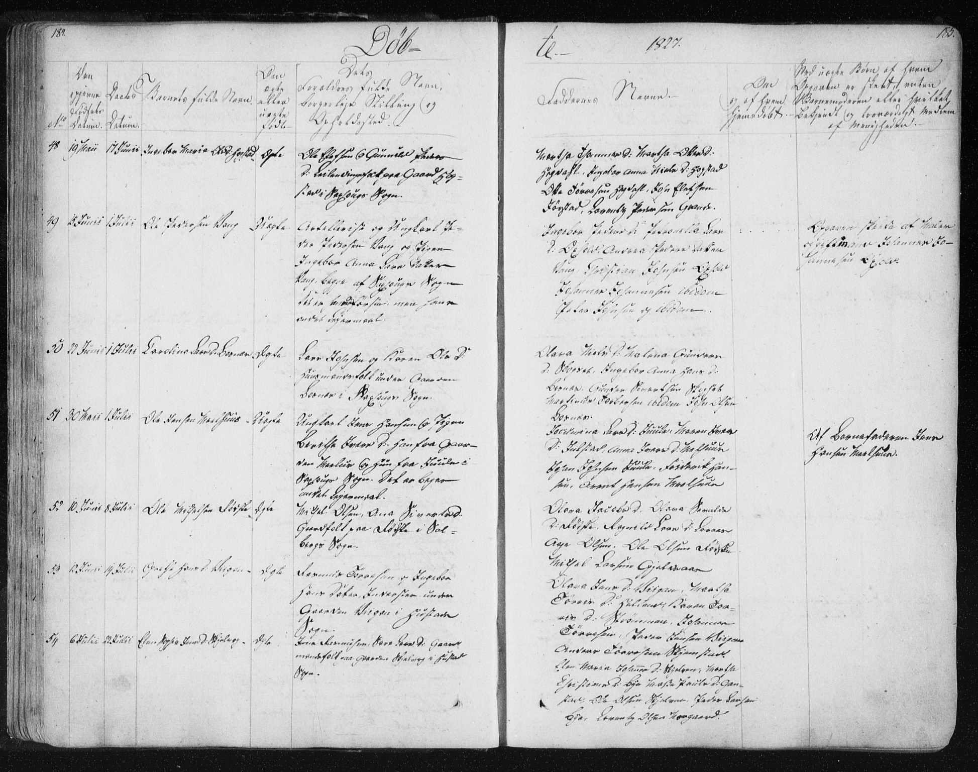Ministerialprotokoller, klokkerbøker og fødselsregistre - Nord-Trøndelag, SAT/A-1458/730/L0276: Parish register (official) no. 730A05, 1822-1830, p. 184-185