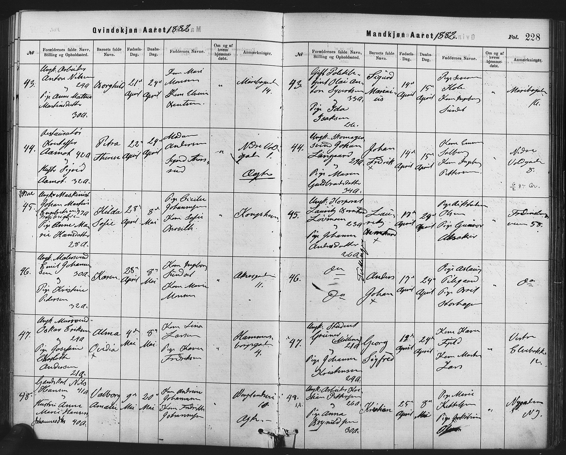 Rikshospitalet prestekontor Kirkebøker, SAO/A-10309b/F/L0006: Parish register (official) no. 6, 1871-1885, p. 228