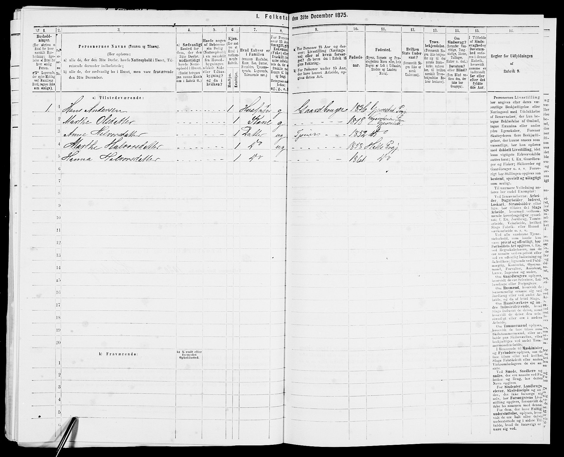 SAK, 1875 census for 0914L Holt/Holt, 1875, p. 762