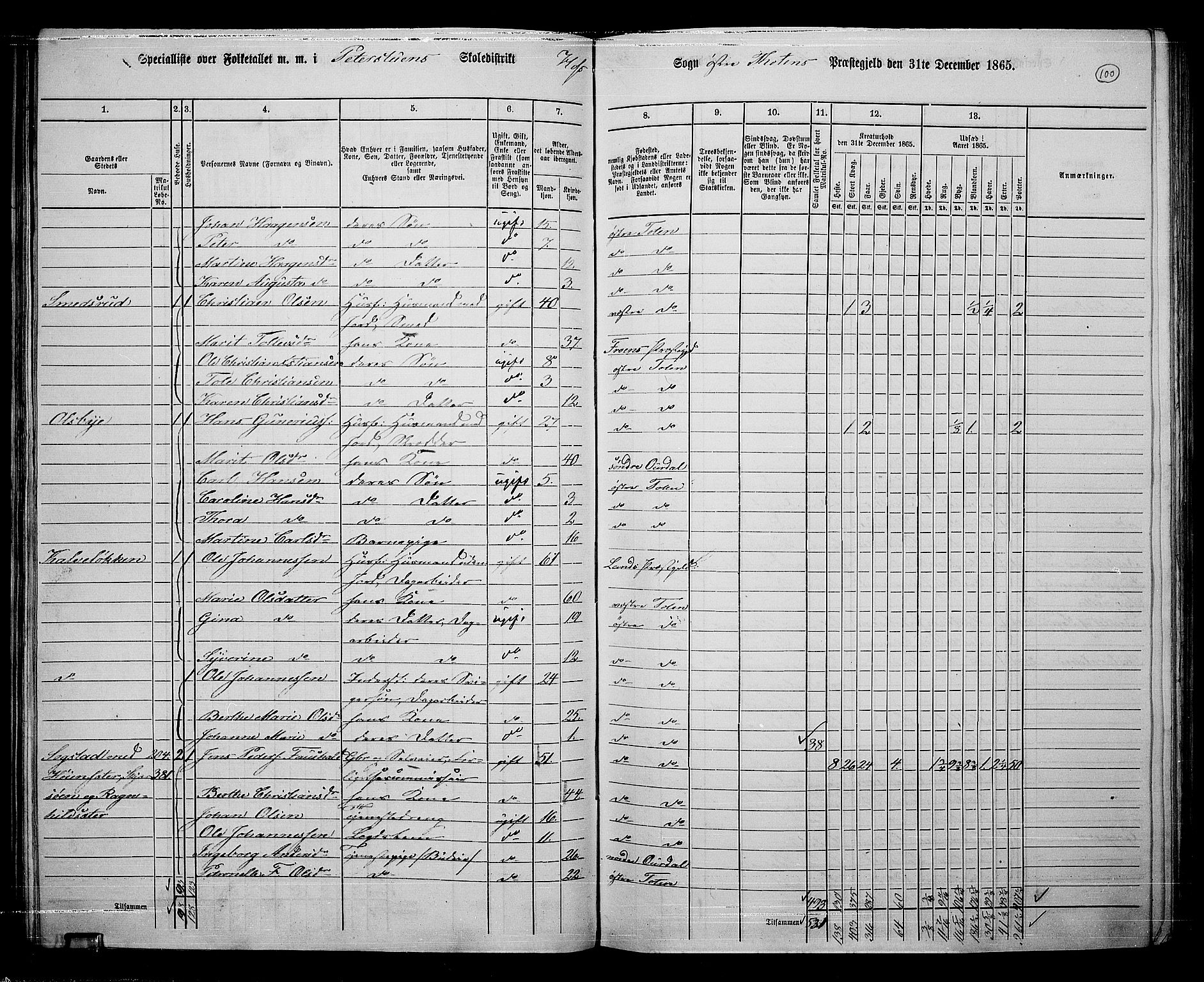 RA, 1865 census for Østre Toten, 1865, p. 221