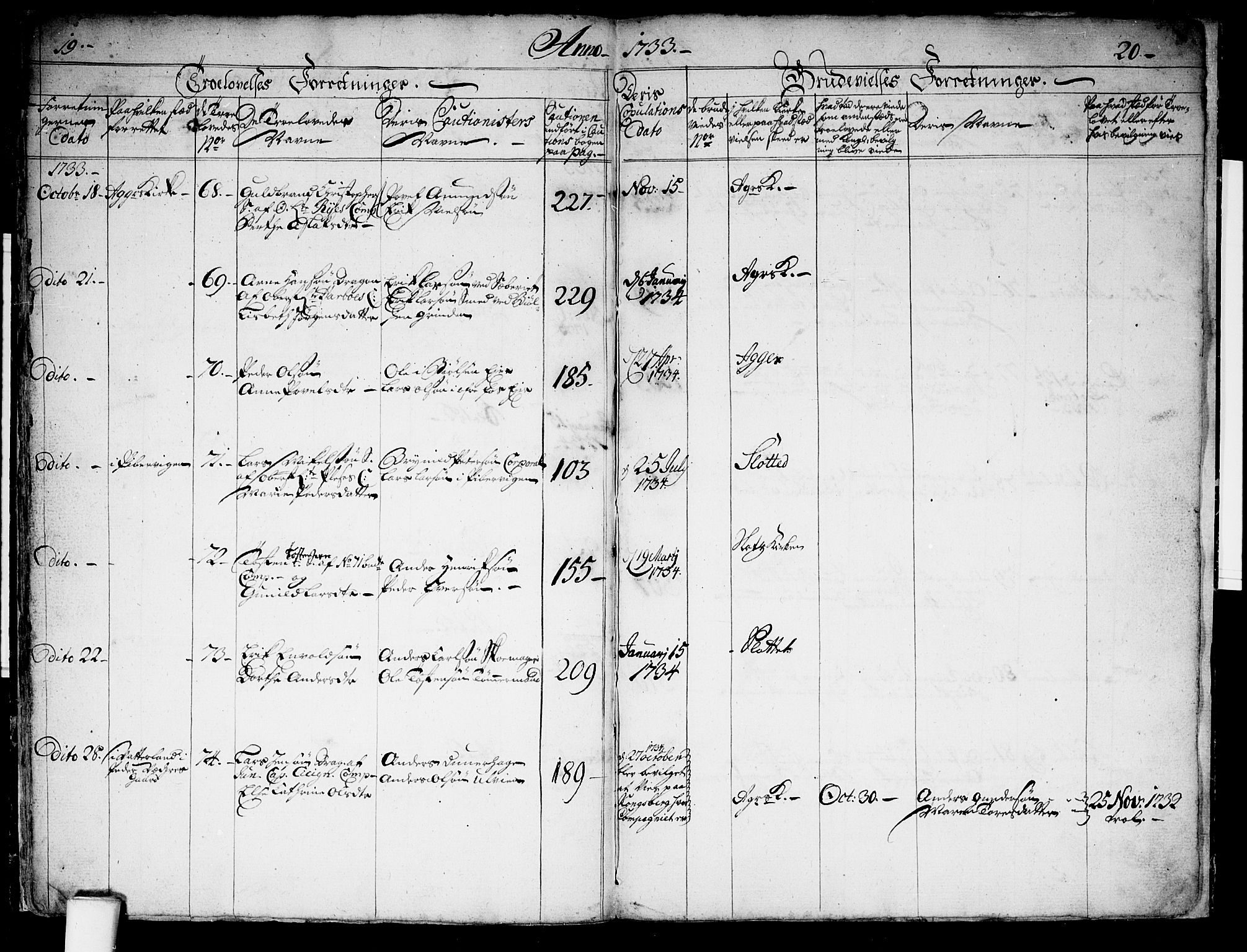 Aker prestekontor kirkebøker, AV/SAO-A-10861/F/L0005: Parish register (official) no. 5, 1732-1733, p. 19-20