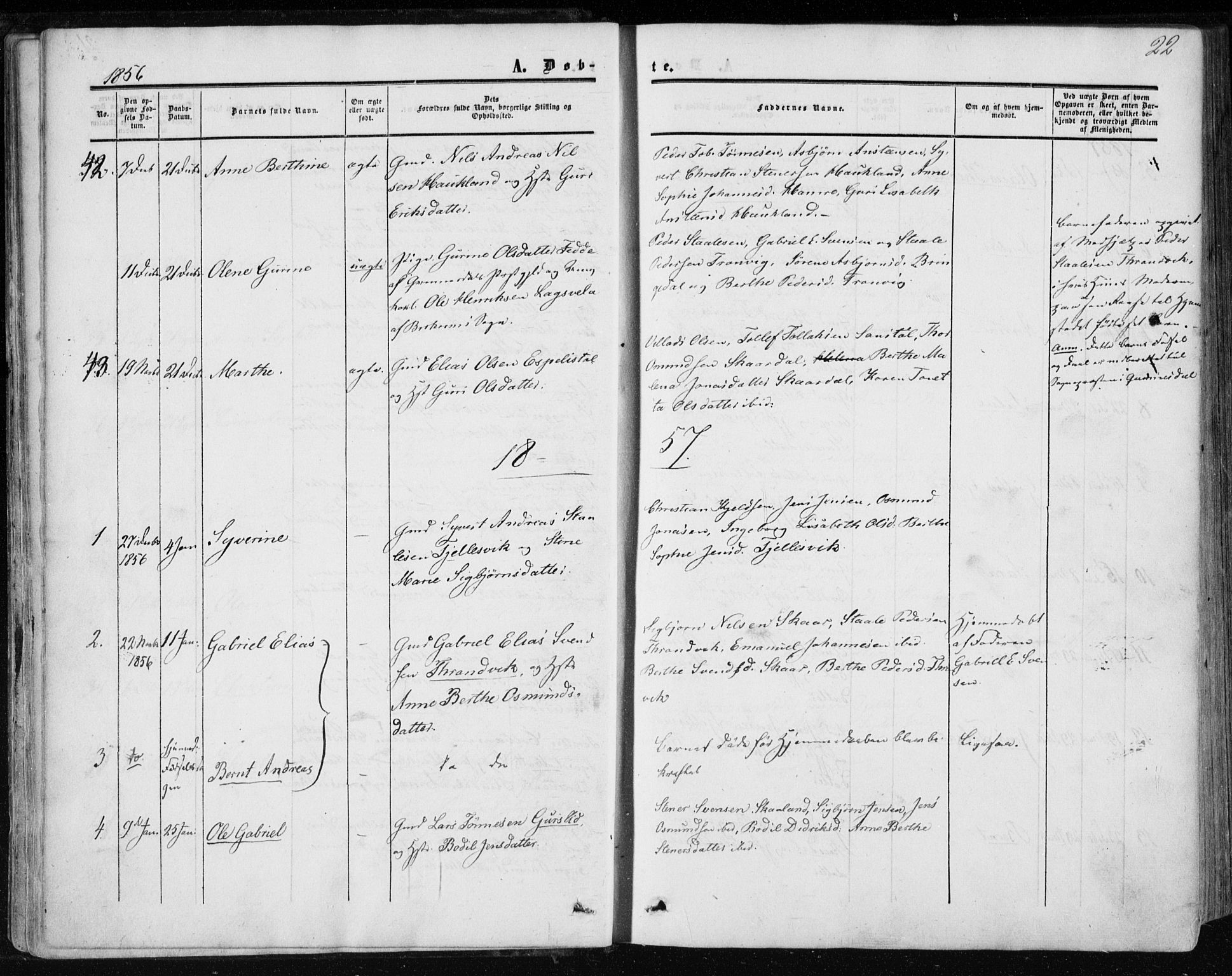 Lund sokneprestkontor, AV/SAST-A-101809/S06/L0009: Parish register (official) no. A 8, 1853-1877, p. 22