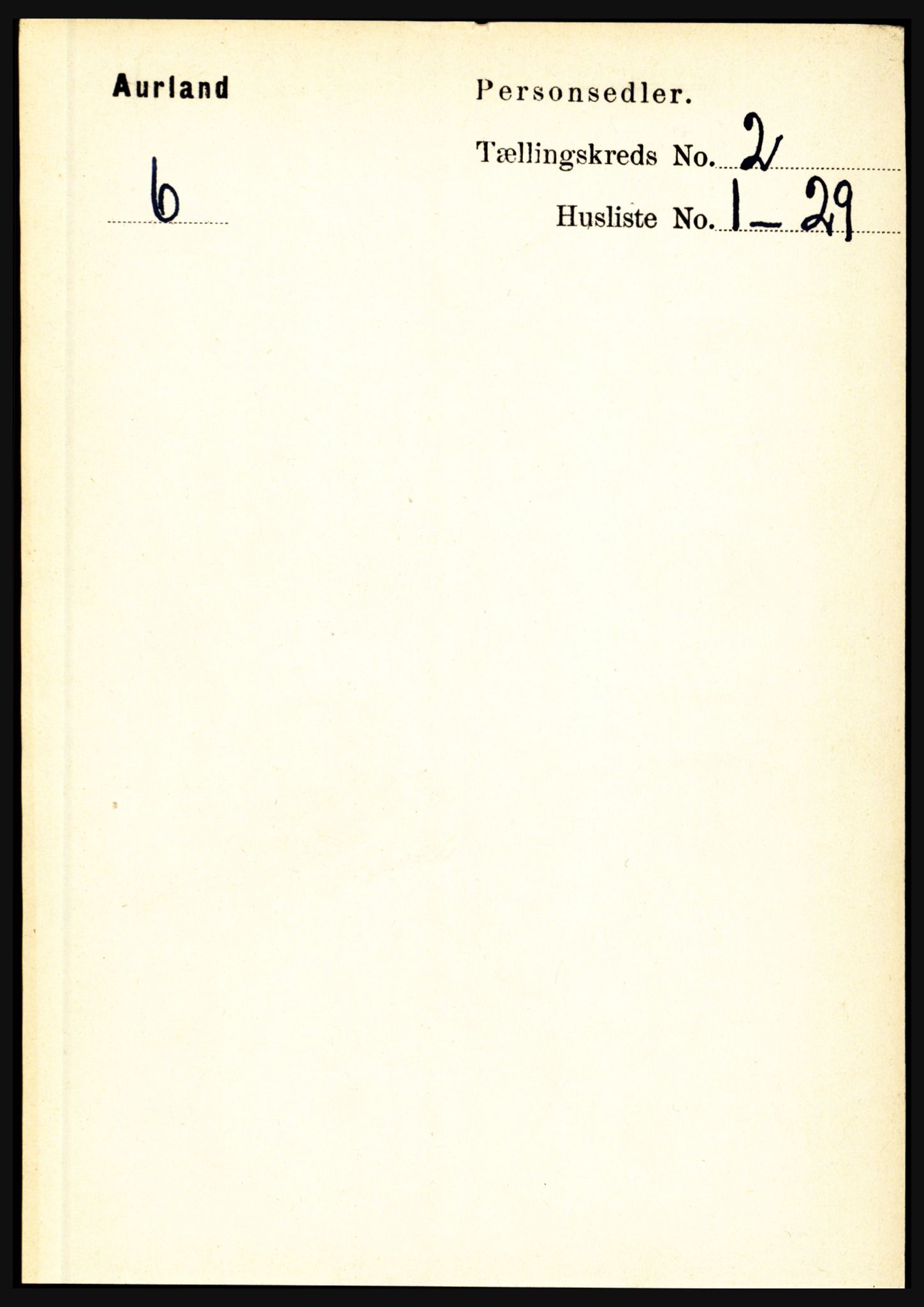 RA, 1891 census for 1421 Aurland, 1891, p. 486