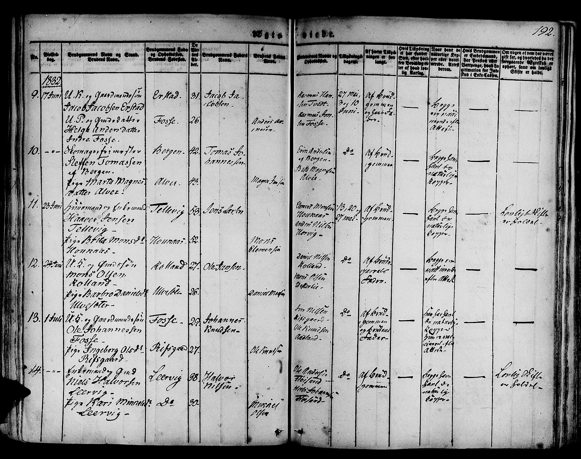 Hamre sokneprestembete, AV/SAB-A-75501/H/Ha/Haa/Haaa/L0011: Parish register (official) no. A 11, 1826-1834, p. 192