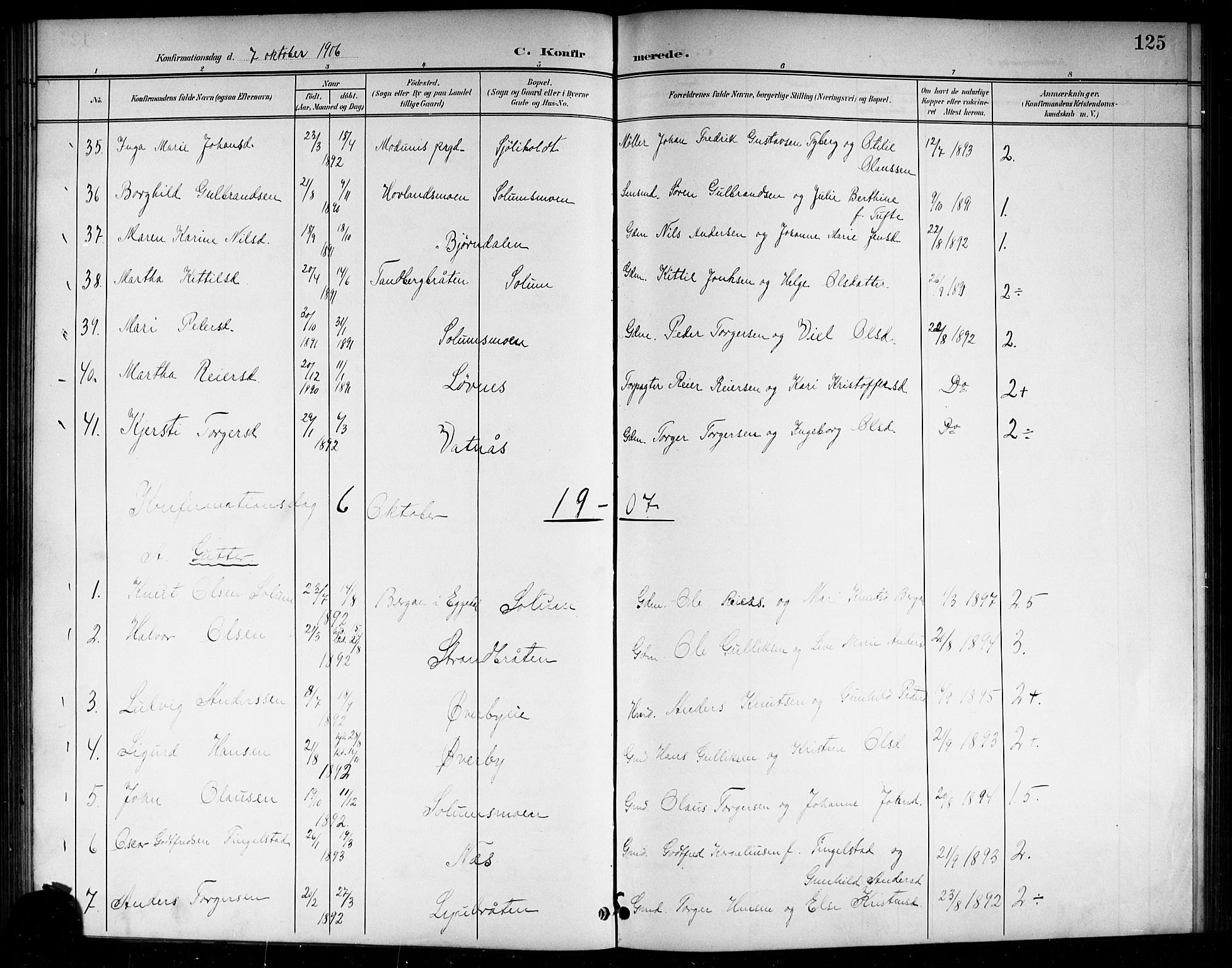 Sigdal kirkebøker, SAKO/A-245/G/Ga/L0006: Parish register (copy) no. I 6, 1901-1916, p. 125