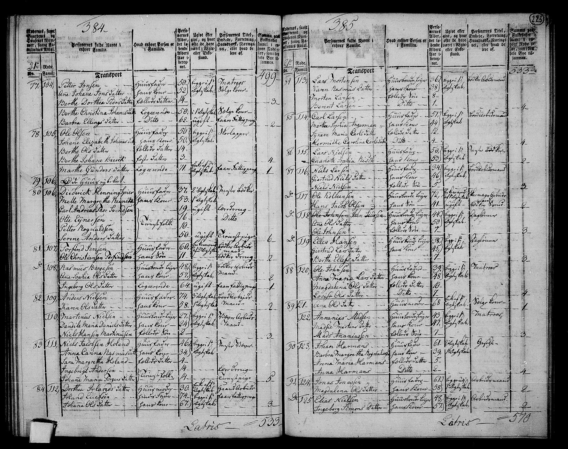 RA, 1801 census for 1301 Bergen, 1801, p. 222b-223a