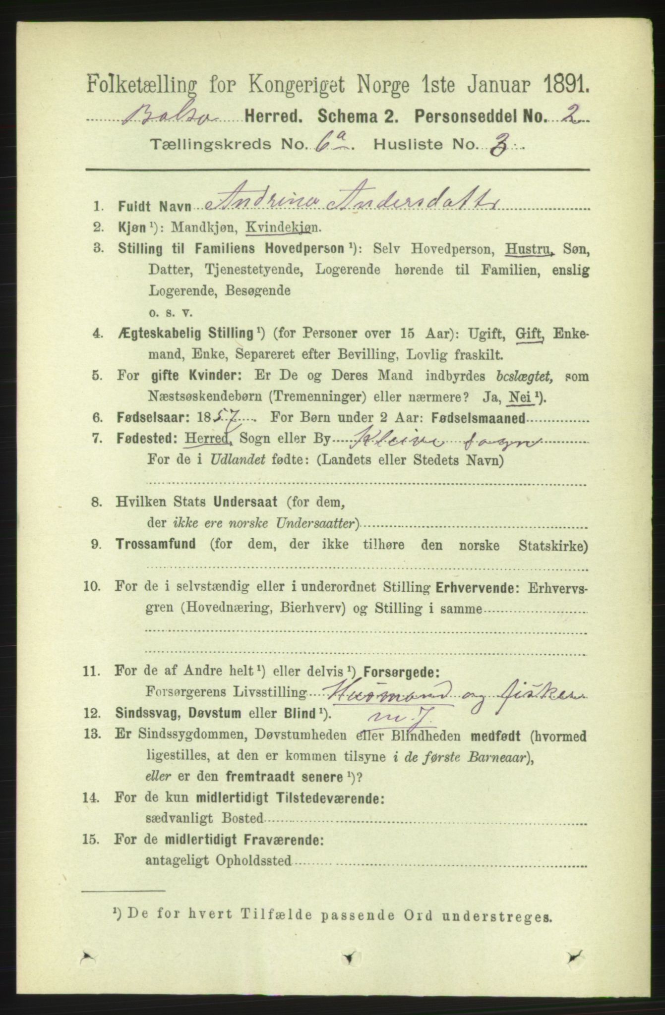 RA, 1891 census for 1544 Bolsøy, 1891, p. 3741