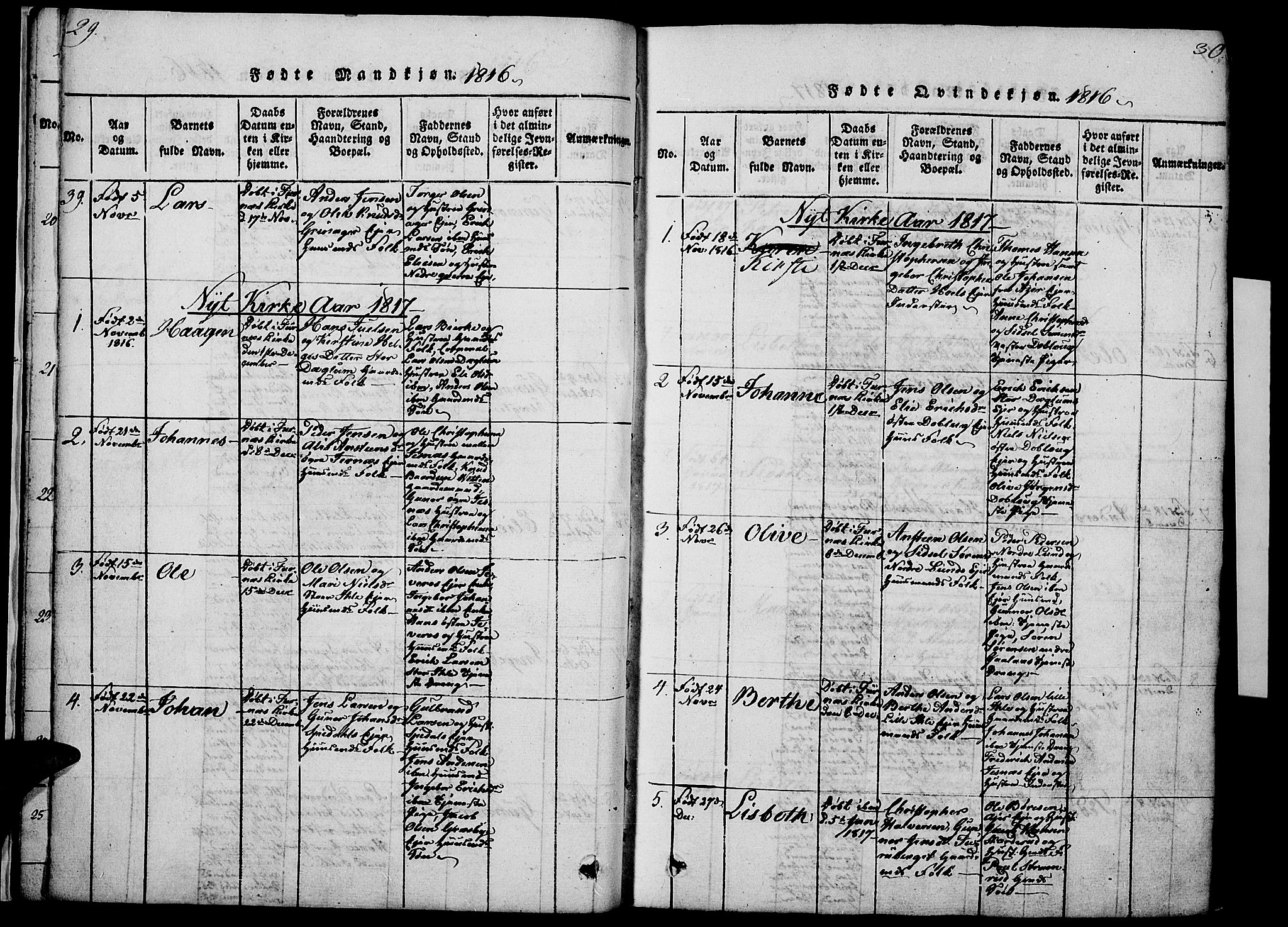 Vang prestekontor, Hedmark, SAH/PREST-008/H/Ha/Haa/L0008: Parish register (official) no. 8, 1815-1826, p. 29-30