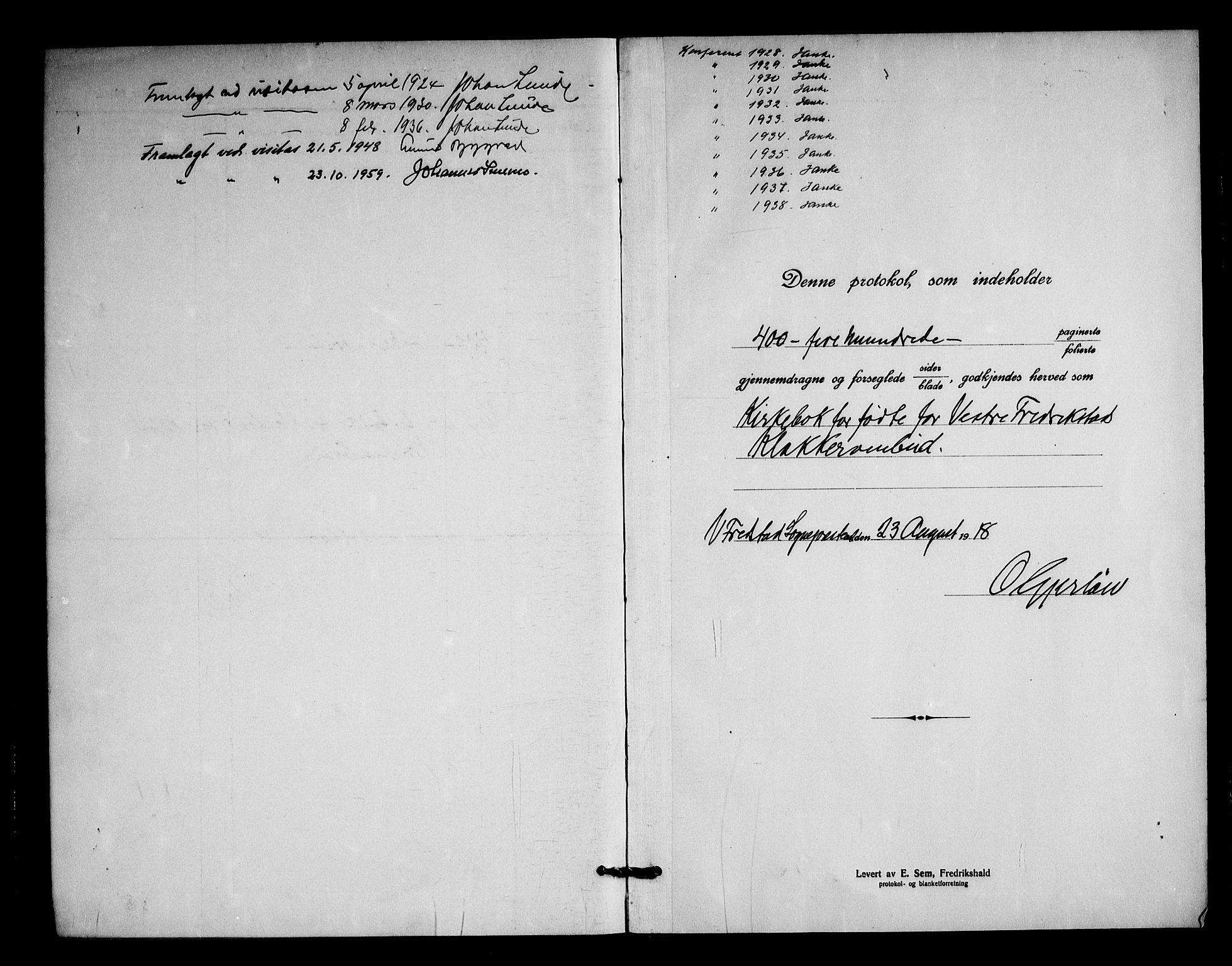 Fredrikstad domkirkes prestekontor Kirkebøker, AV/SAO-A-10906/G/Ga/L0005: Parish register (copy) no. 5, 1918-1948