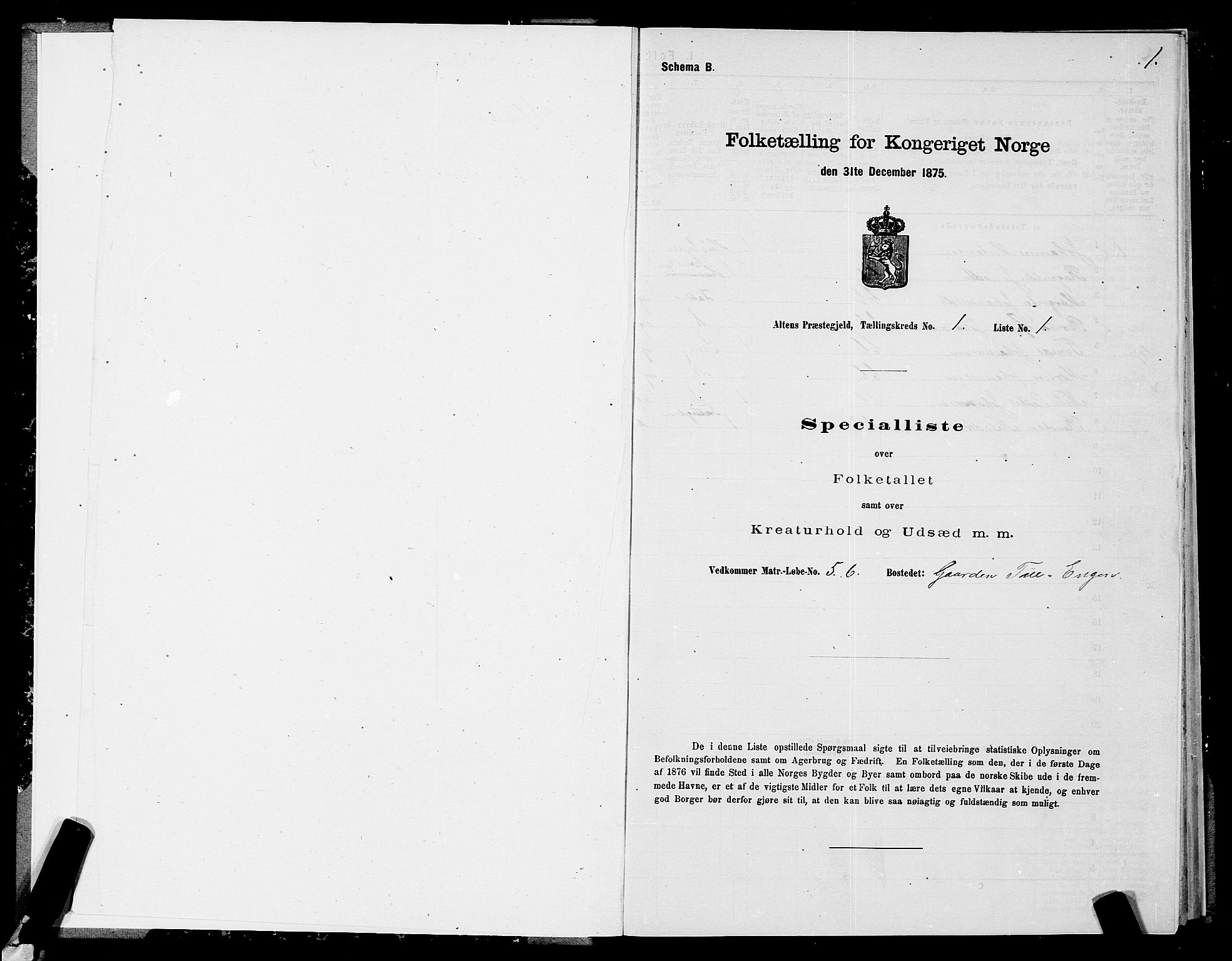 SATØ, 1875 census for 2012P Alta, 1875, p. 1001