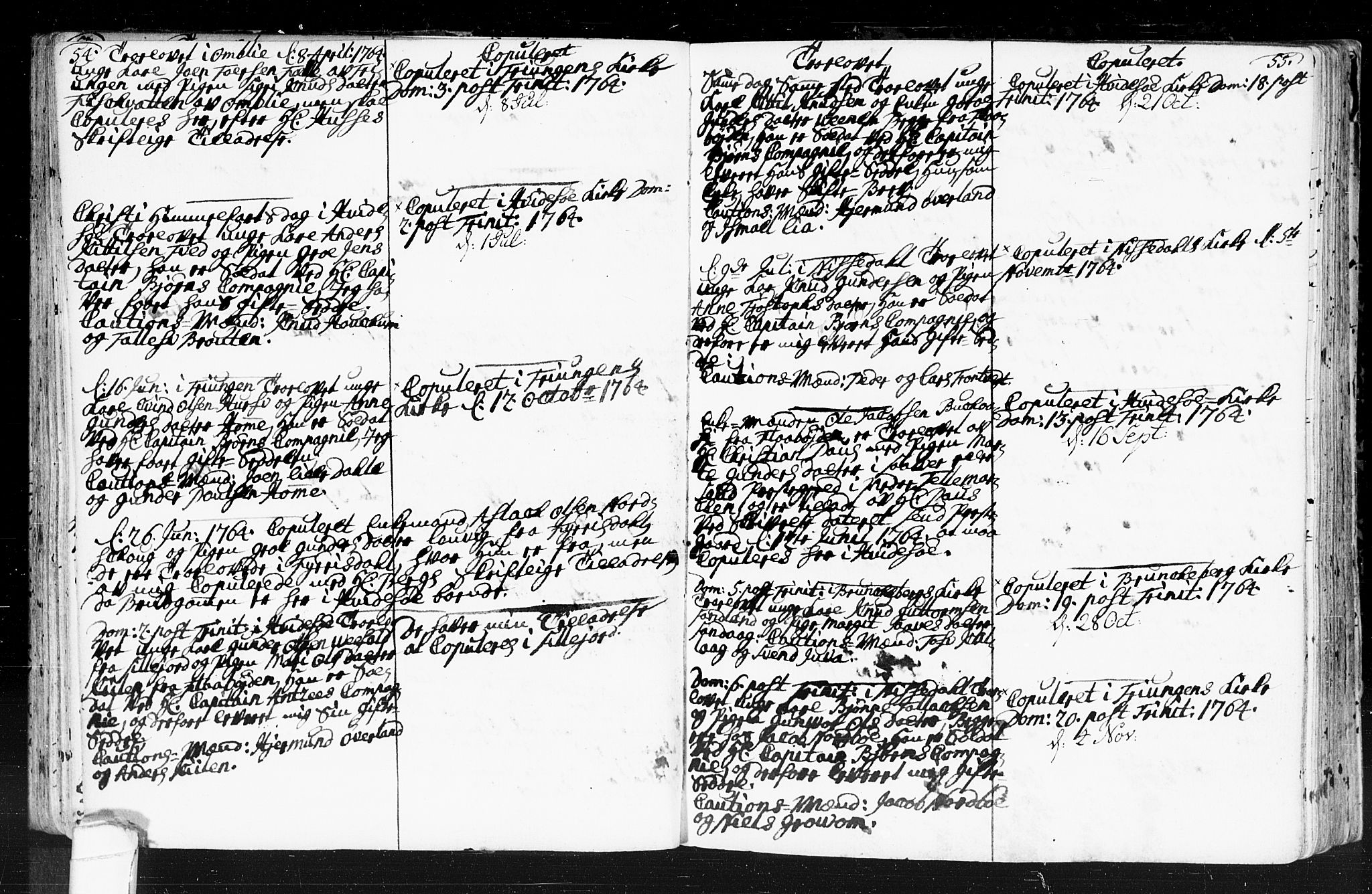 Kviteseid kirkebøker, SAKO/A-276/F/Fa/L0001: Parish register (official) no. I 1, 1754-1773, p. 54-55