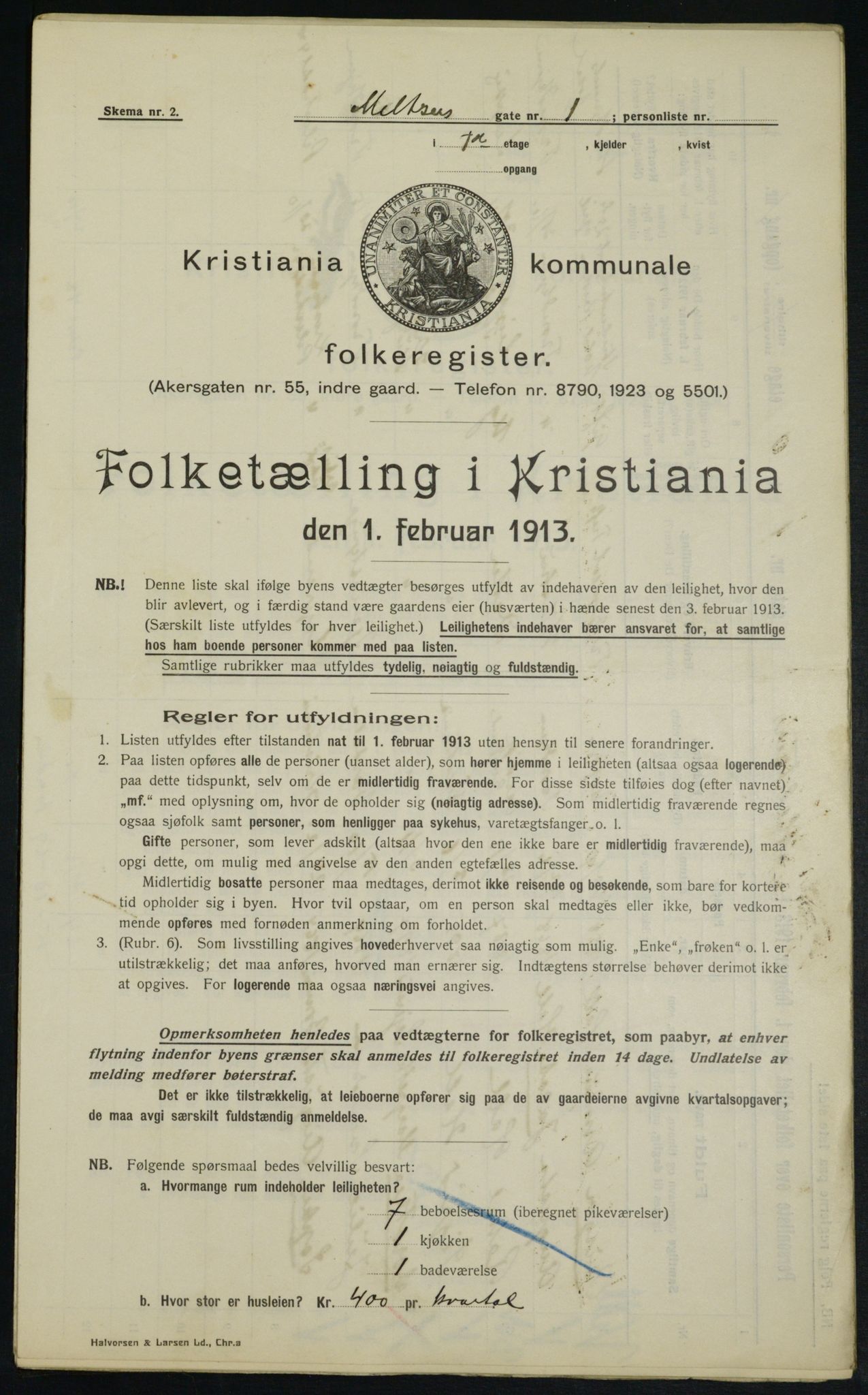 OBA, Municipal Census 1913 for Kristiania, 1913, p. 65067