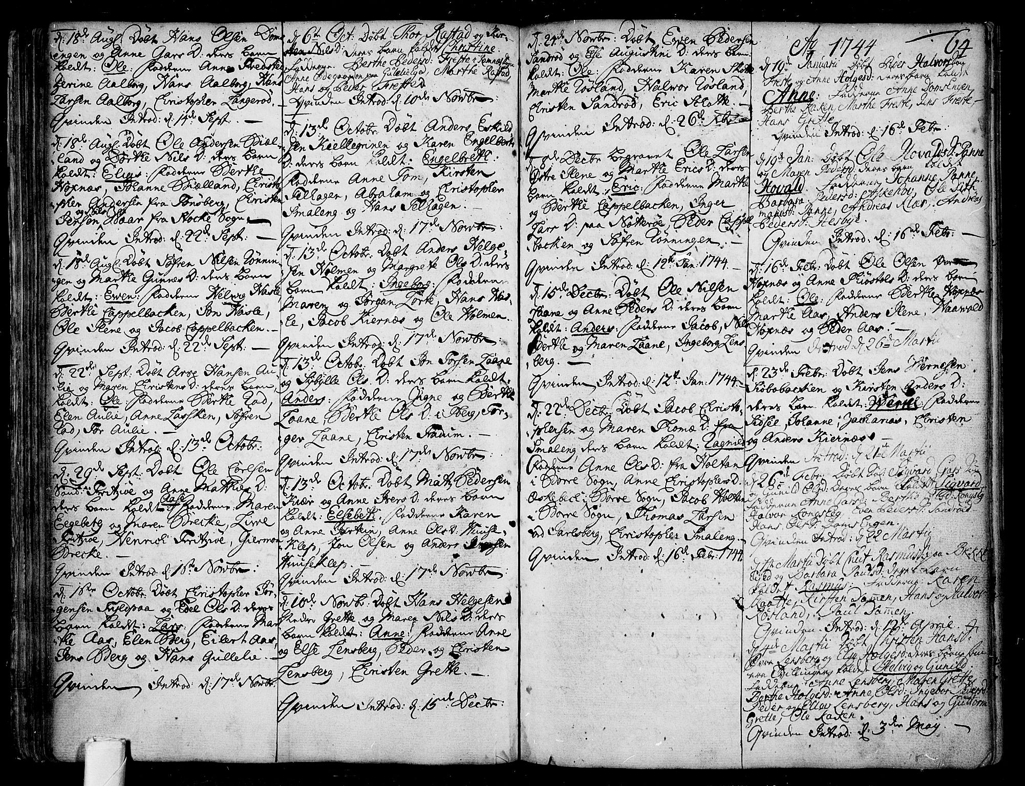 Sem kirkebøker, AV/SAKO-A-5/F/Fa/L0001: Parish register (official) no. I 1, 1702-1763, p. 64