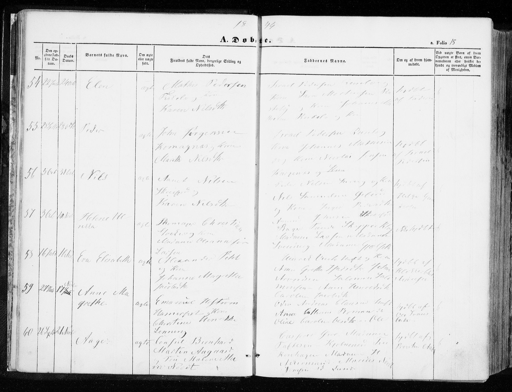 Hammerfest sokneprestkontor, SATØ/S-1347/H/Ha/L0004.kirke: Parish register (official) no. 4, 1843-1856, p. 15
