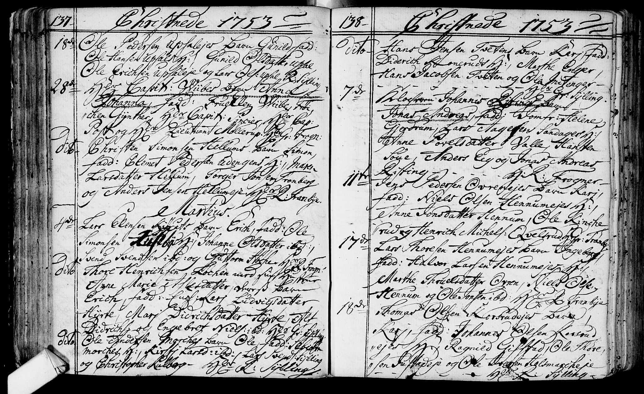 Lier kirkebøker, AV/SAKO-A-230/F/Fa/L0004: Parish register (official) no. I 4, 1749-1764, p. 137-138