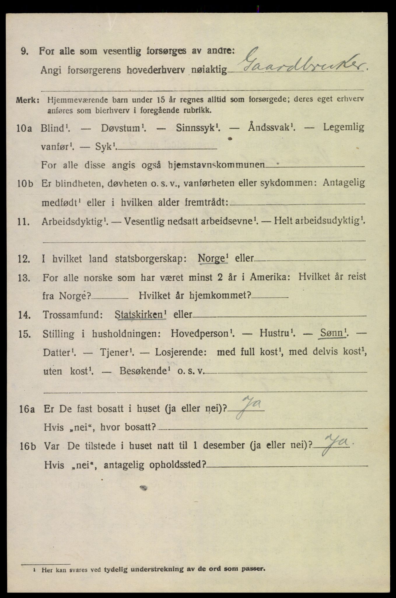 SAK, 1920 census for Vennesla, 1920, p. 6725