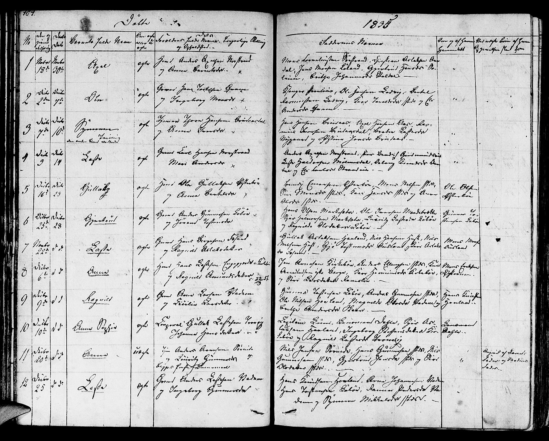 Lavik sokneprestembete, SAB/A-80901: Parish register (official) no. A 2I, 1821-1842, p. 107