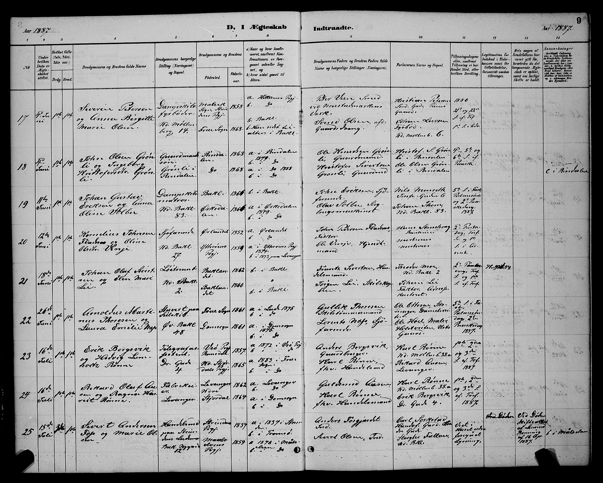 Ministerialprotokoller, klokkerbøker og fødselsregistre - Sør-Trøndelag, AV/SAT-A-1456/604/L0223: Parish register (copy) no. 604C06, 1886-1897, p. 9
