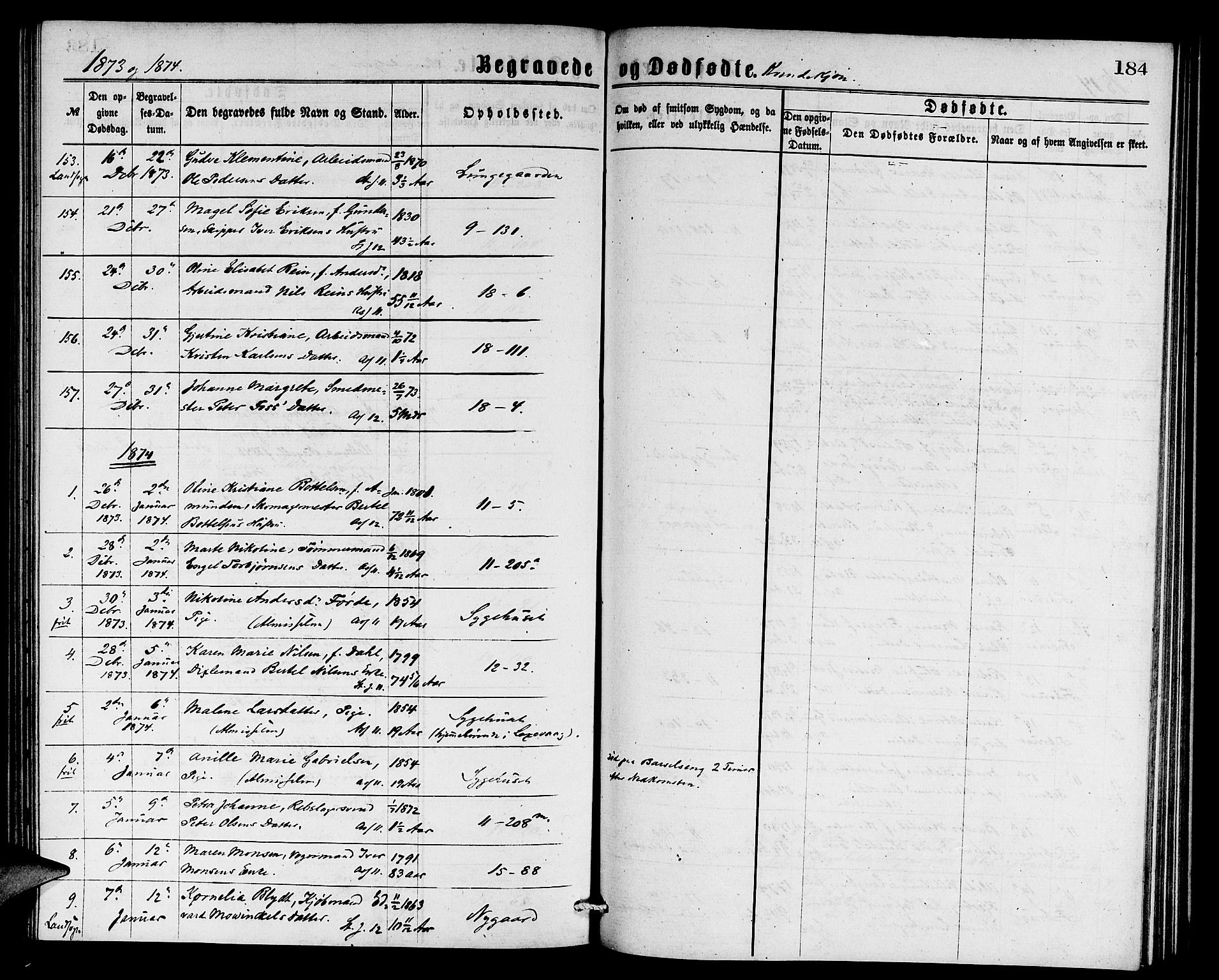 Domkirken sokneprestembete, SAB/A-74801/H/Hab/L0040: Parish register (copy) no. E 4, 1868-1877, p. 184