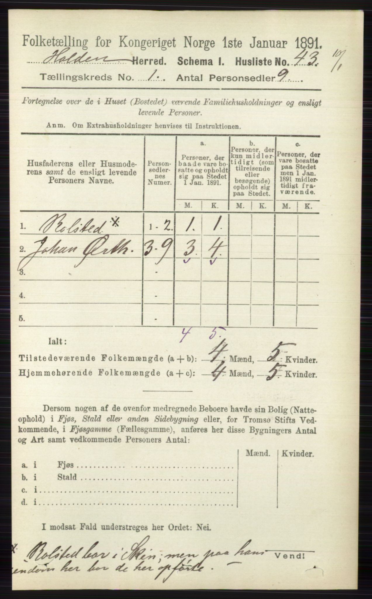 RA, 1891 census for 0819 Holla, 1891, p. 69