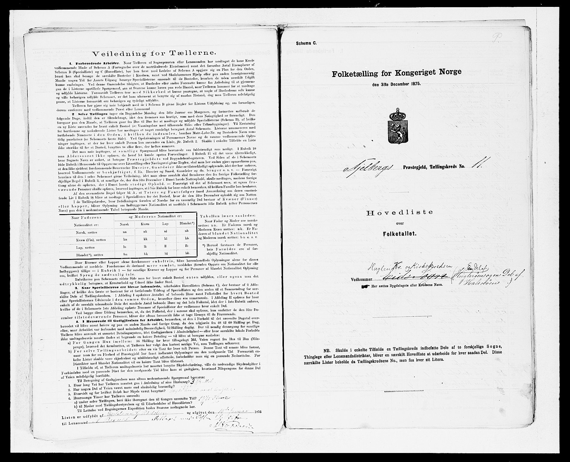 SAB, 1875 census for 1213P Fjelberg, 1875, p. 22