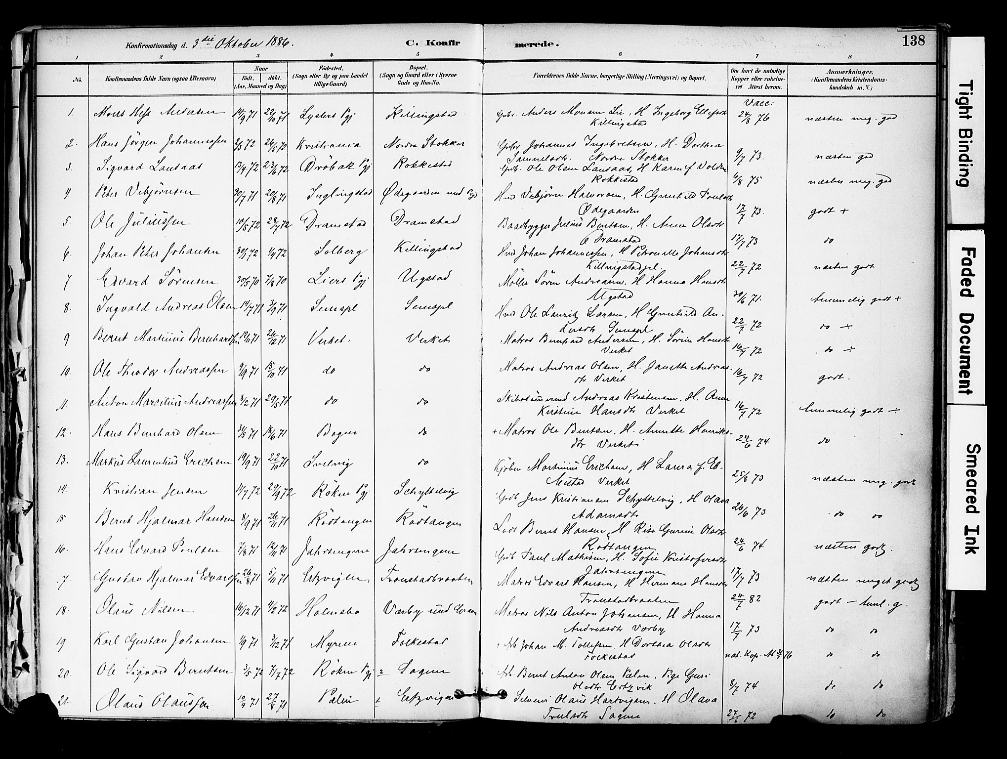 Hurum kirkebøker, SAKO/A-229/F/Fa/L0014: Parish register (official) no. 14, 1882-1895, p. 138