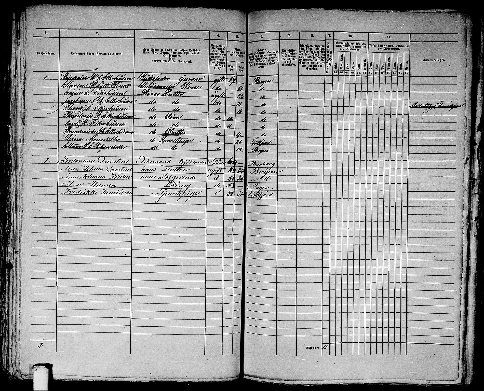 RA, 1865 census for Bergen, 1865, p. 3275