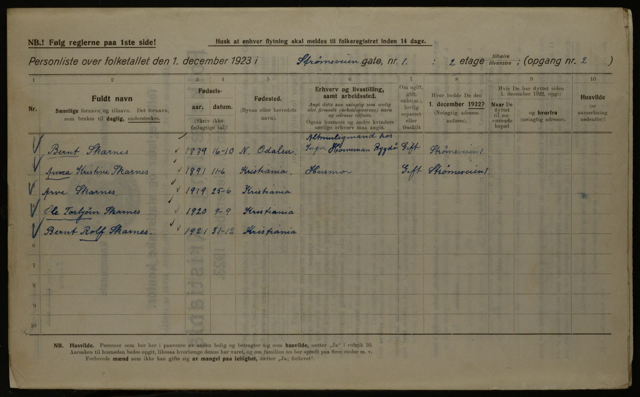 OBA, Municipal Census 1923 for Kristiania, 1923, p. 115112