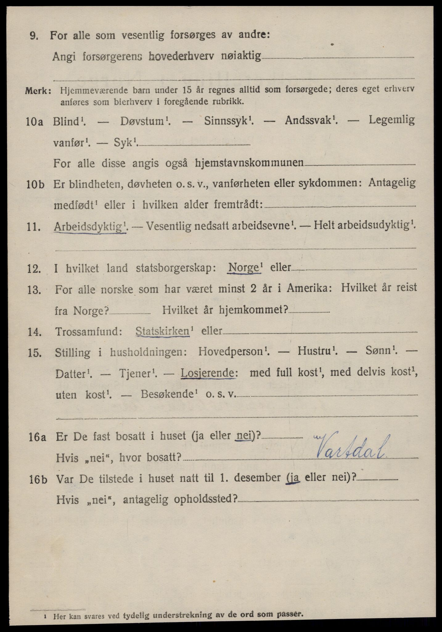 SAT, 1920 census for Ørsta, 1920, p. 2543